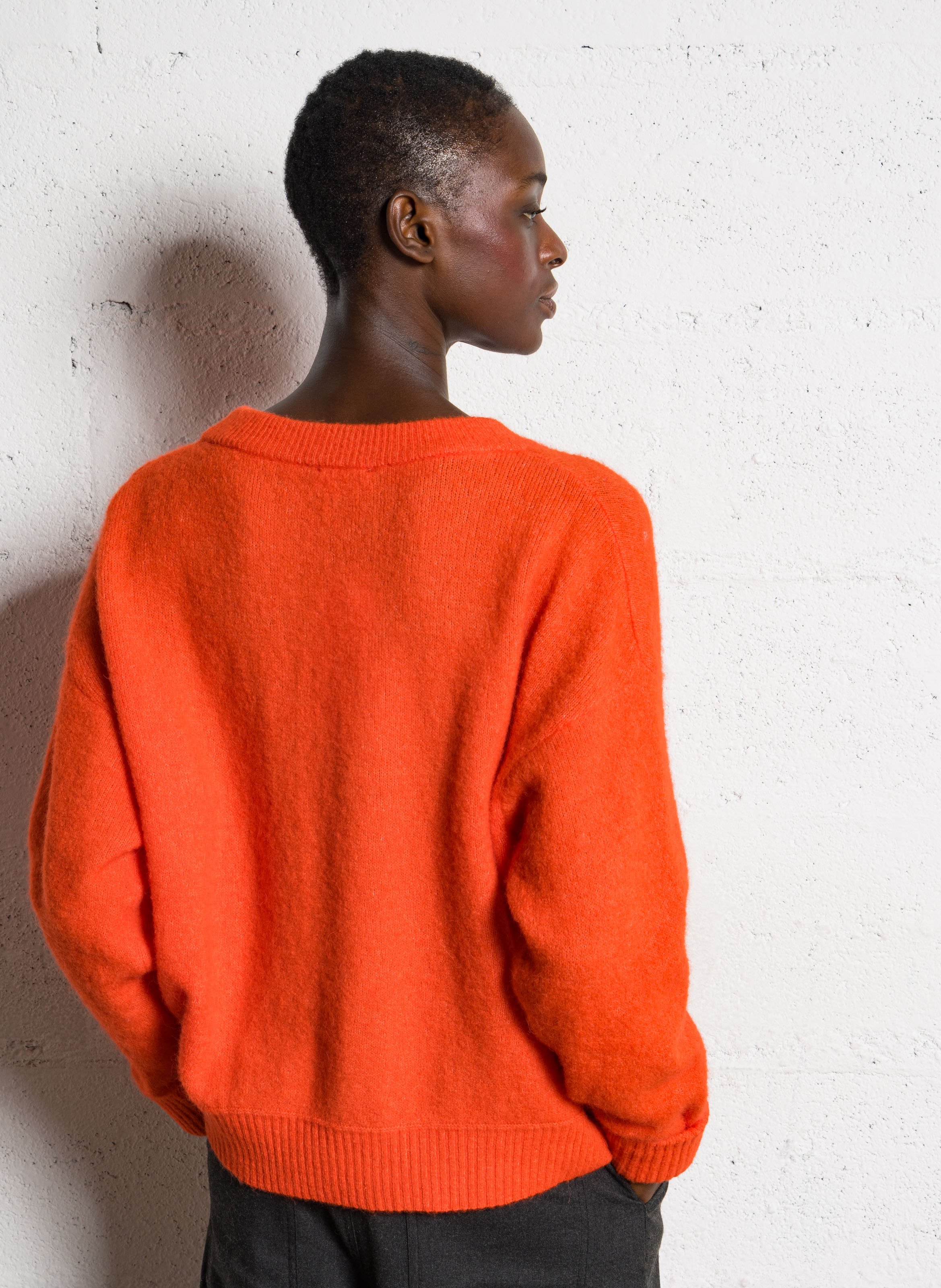 Pull ample col rond en laine mélangée vitow AMERICAN VINTAGE Rouge