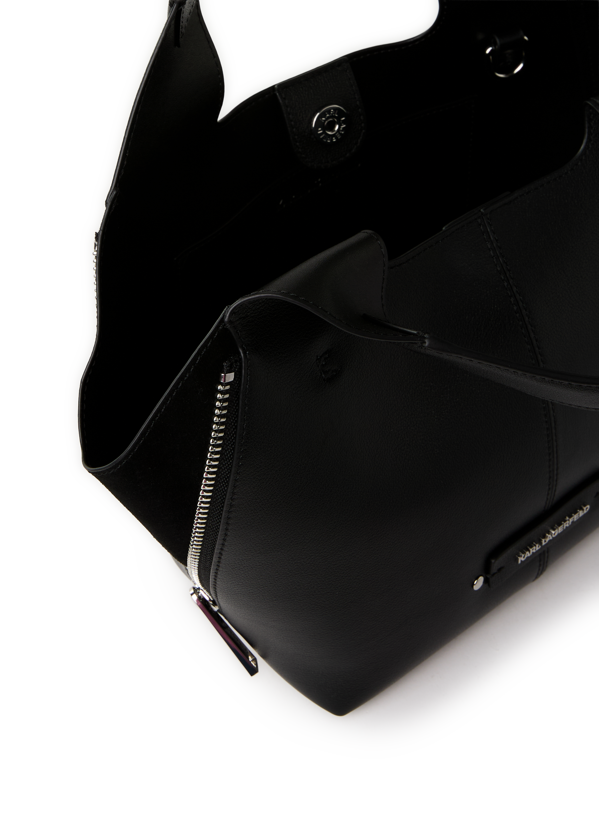 Sac à main double anse en cuir KARL LAGERFELD Noir