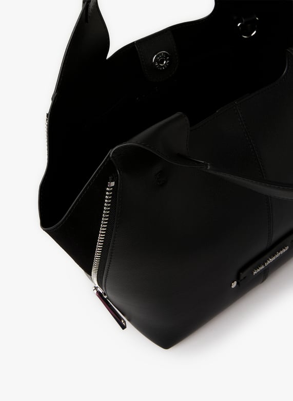 Sac à main double anse en cuir | Noir by KARL LAGERFELD Sac à main double anse en cuir Noir