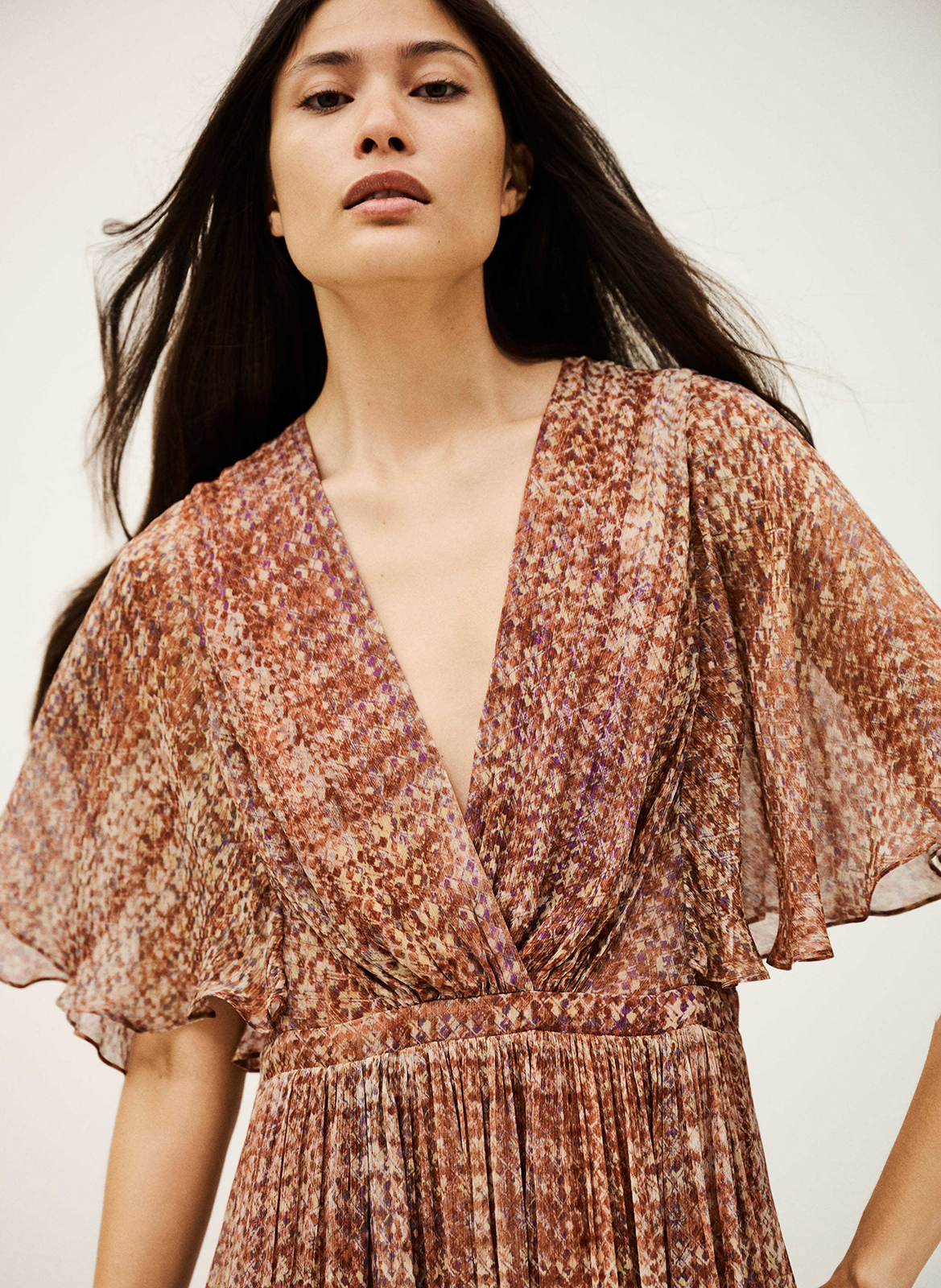 Robe courte col v imprimée romance BA&SH Rose