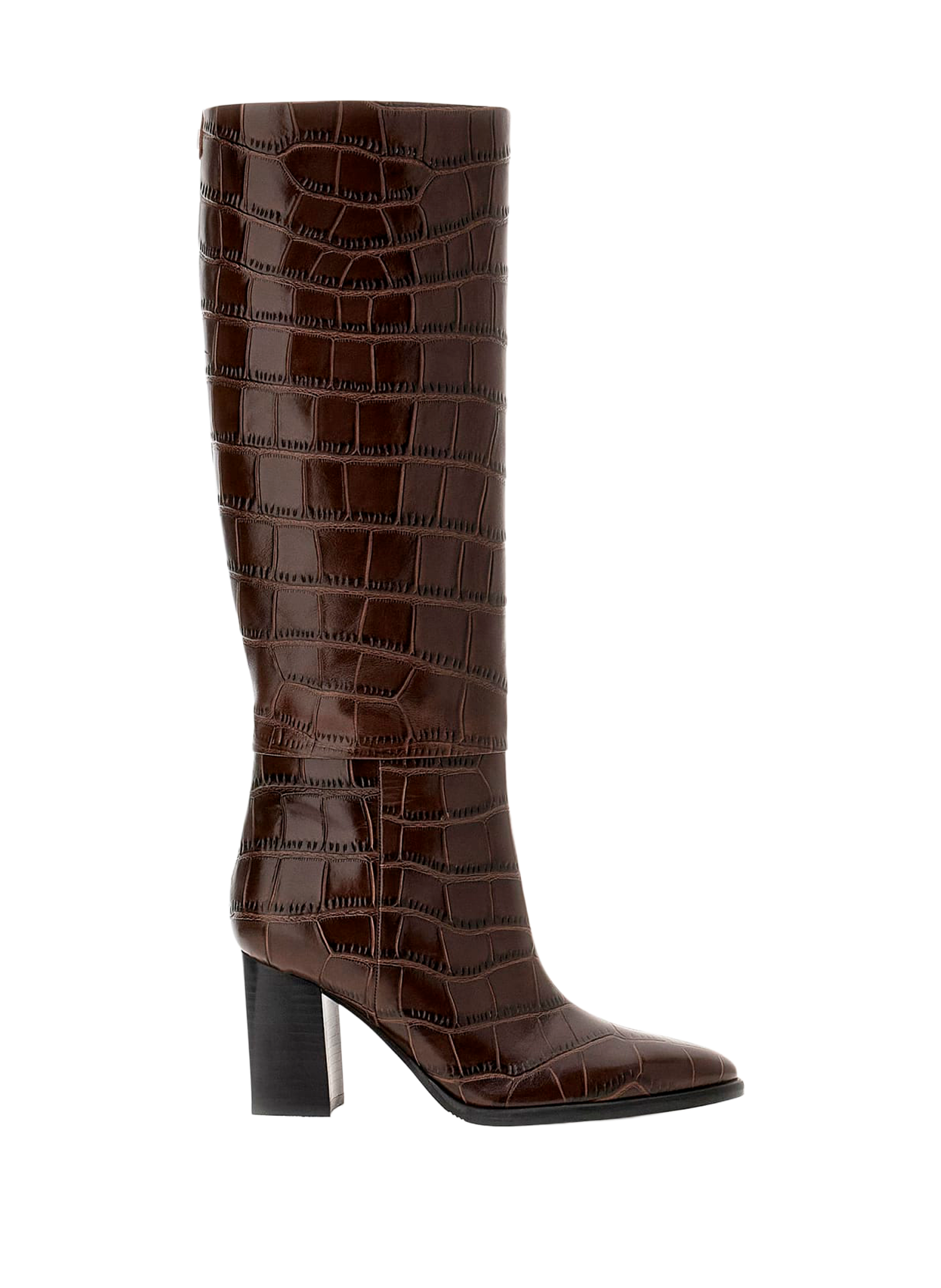 GUESS Bottes hautes Perinna en cuir Marron