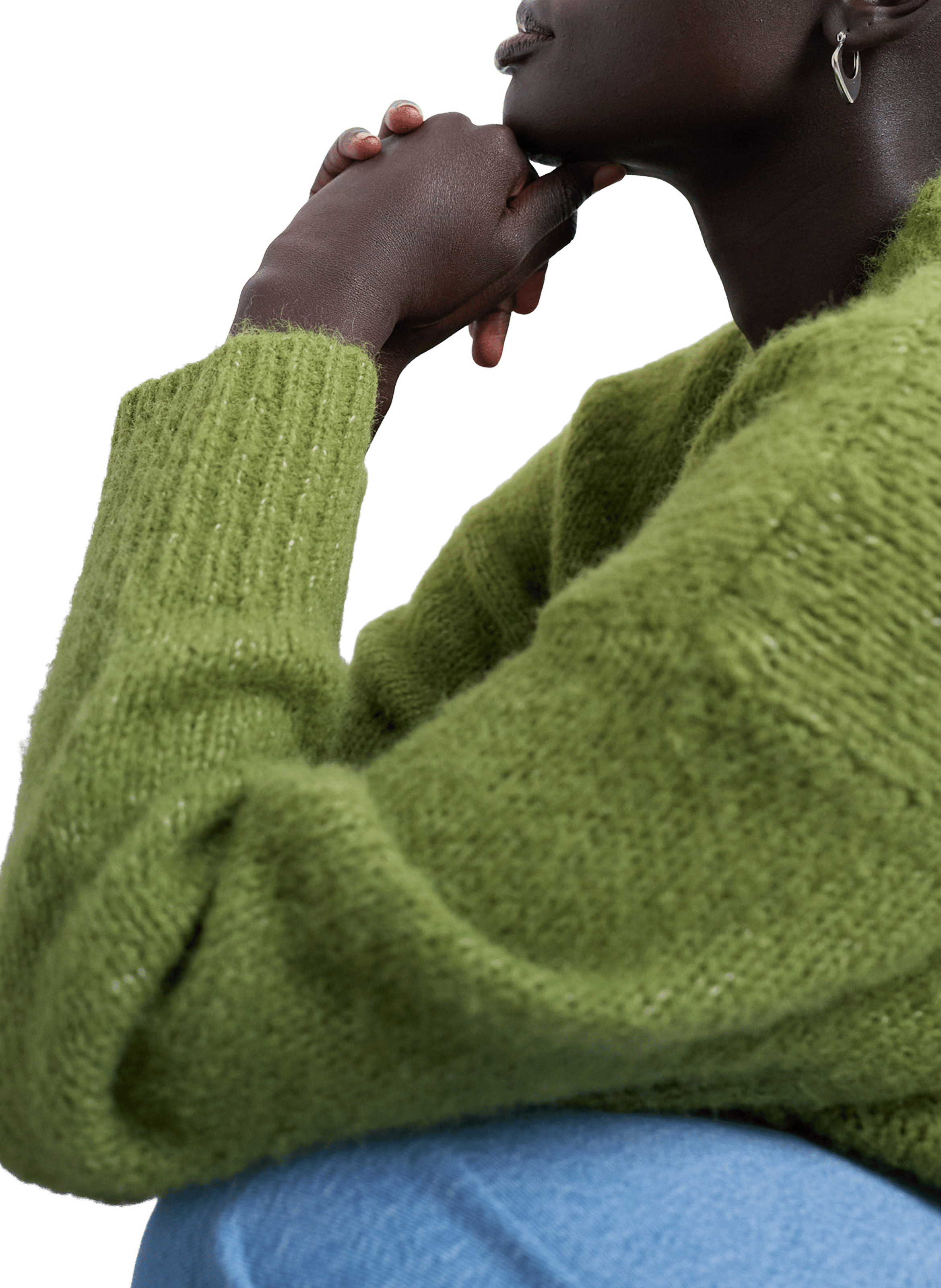 Pull col rond en maille TOPSHOP Vert