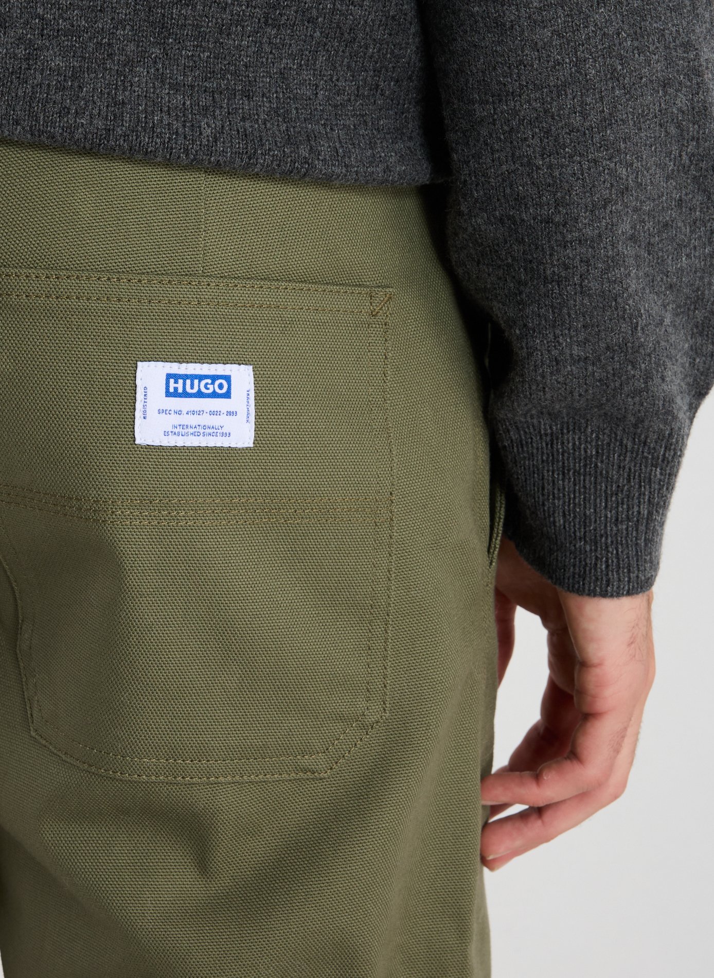 Pantalon droit en coton HUGO BLUE Kaki