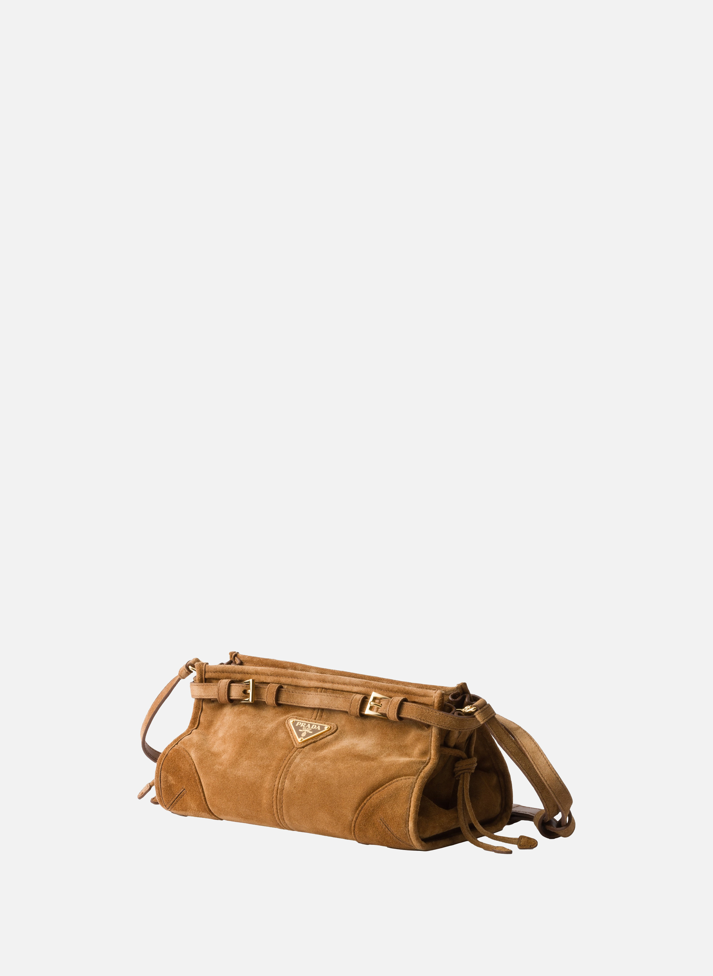 Petit sac porté épaule prada bonnie en daim PRADA Marron