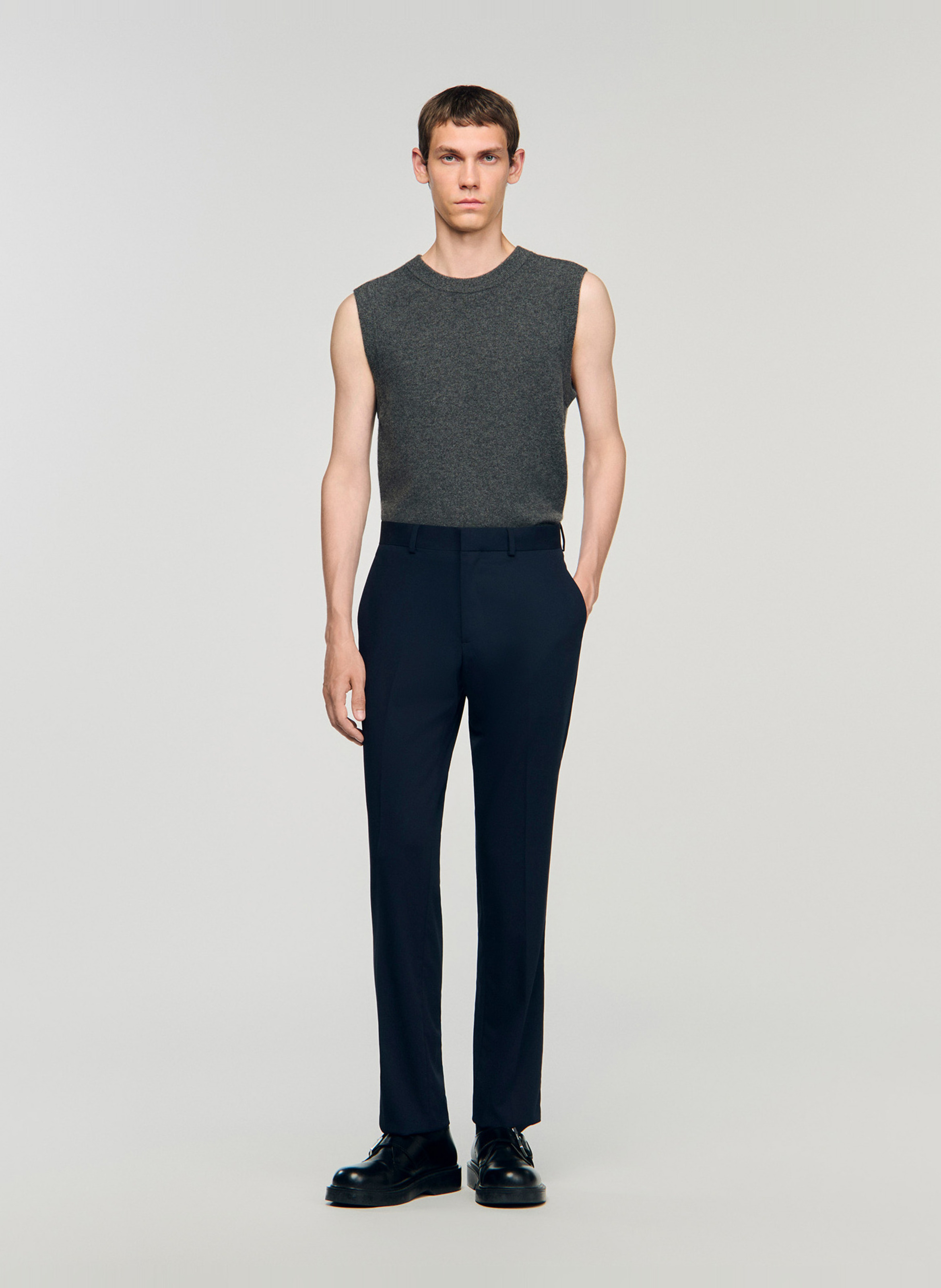 Pantalon de costume droit uni SANDRO Bleu