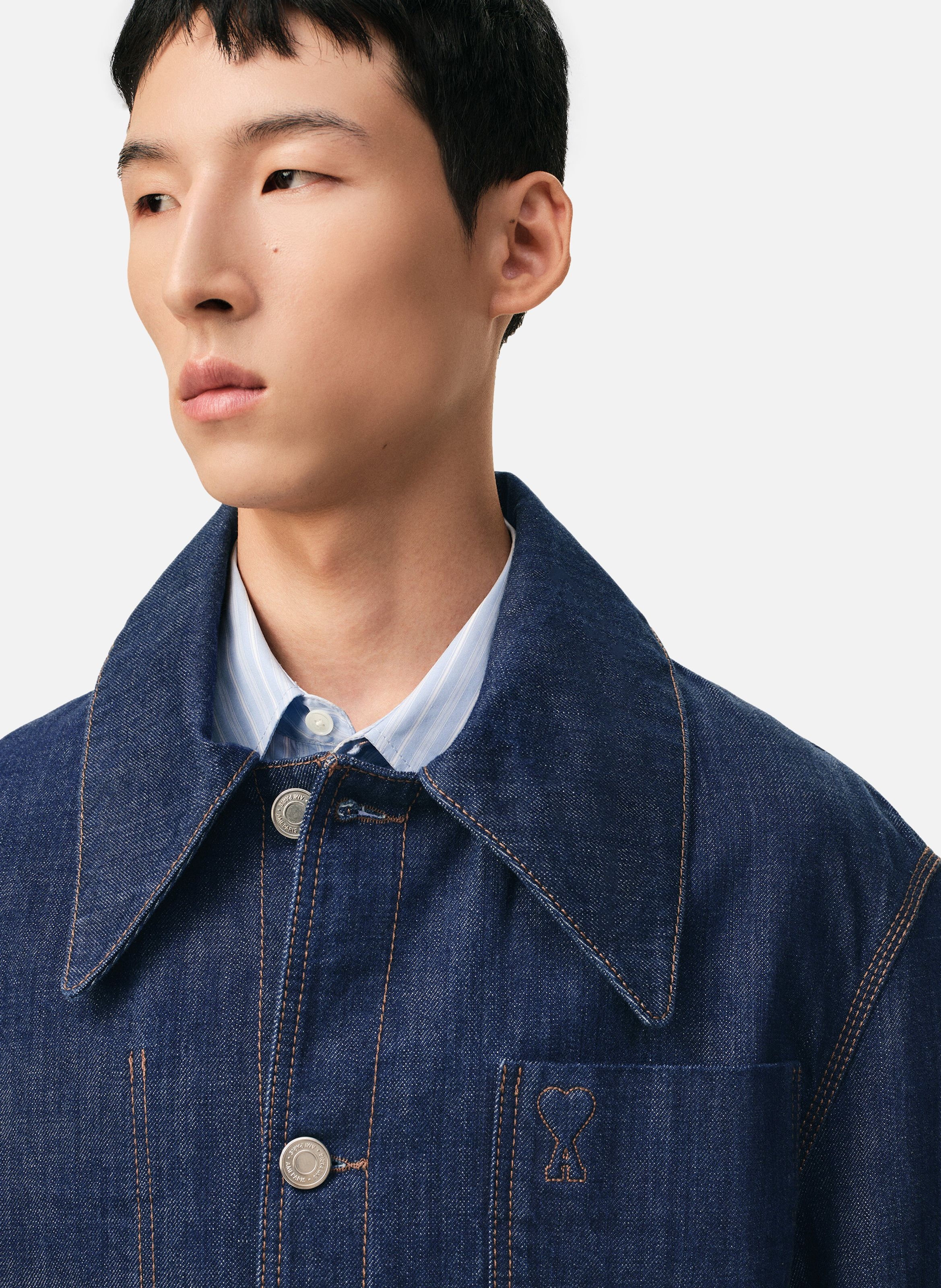 Surchemise worker ami de coeur unisexe en coton AMI PARIS Bleu