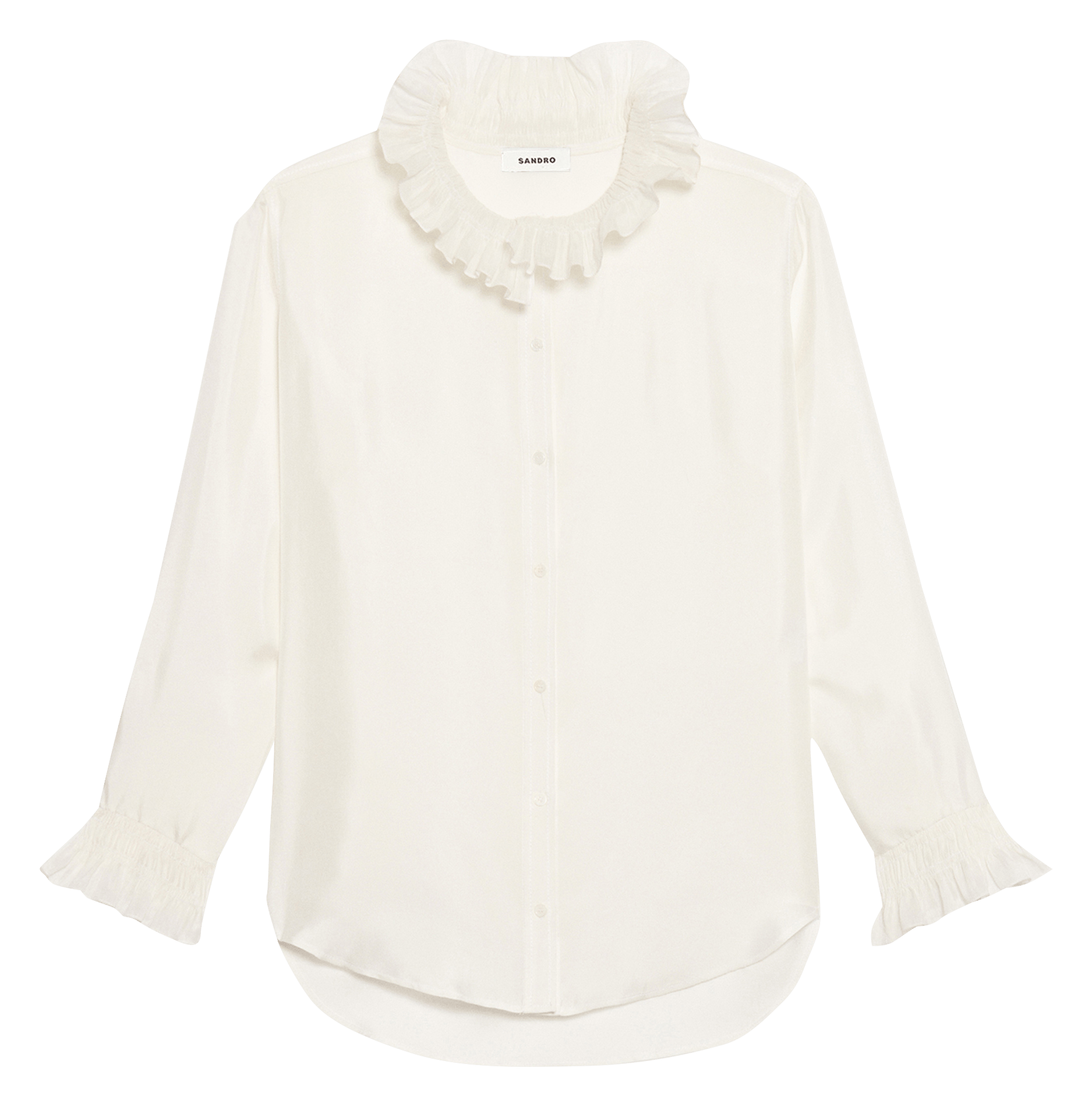 Chemise col victorien en soie SANDRO Beige