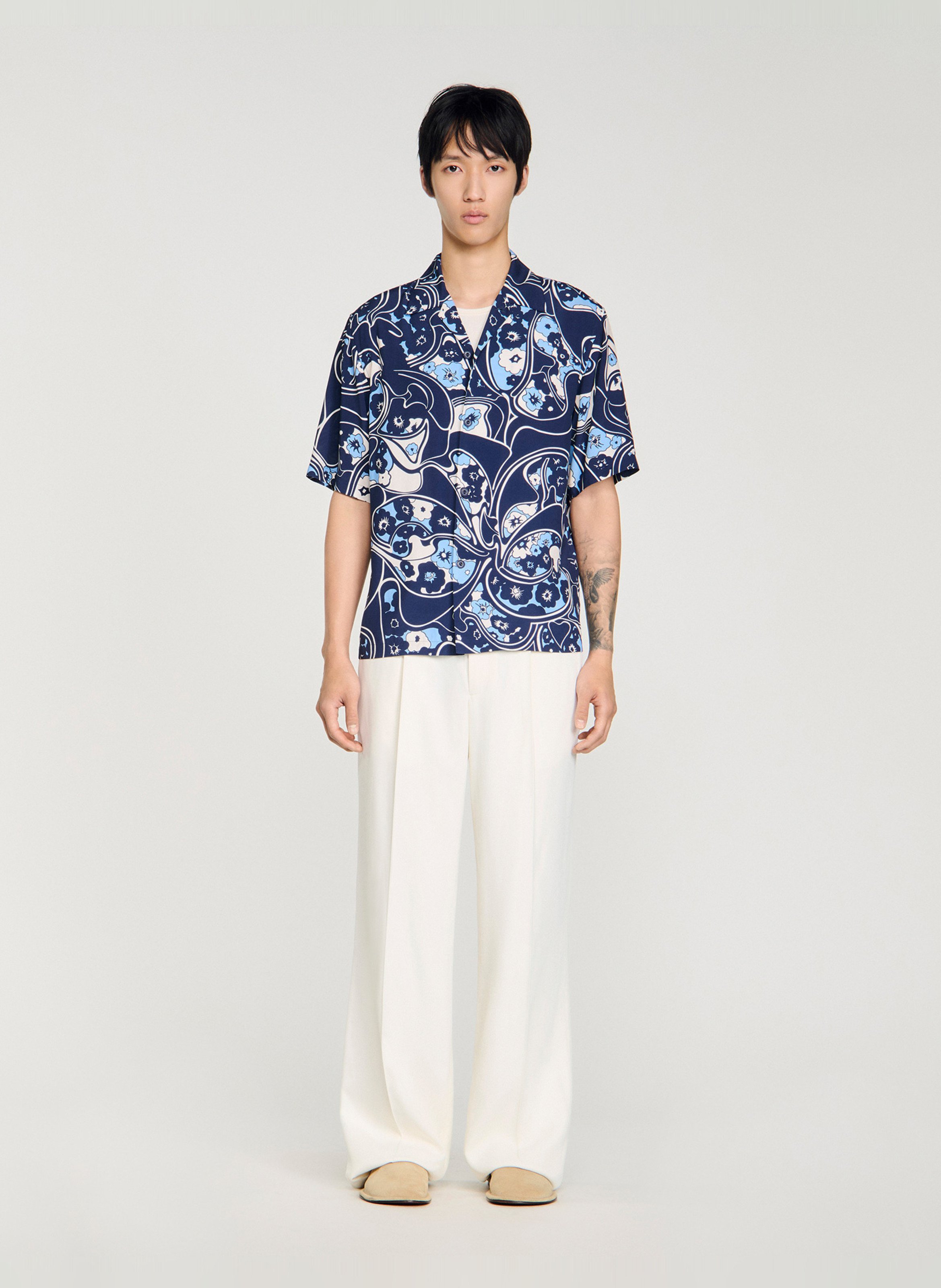 Chemise à imprimé floral SANDRO Bleu