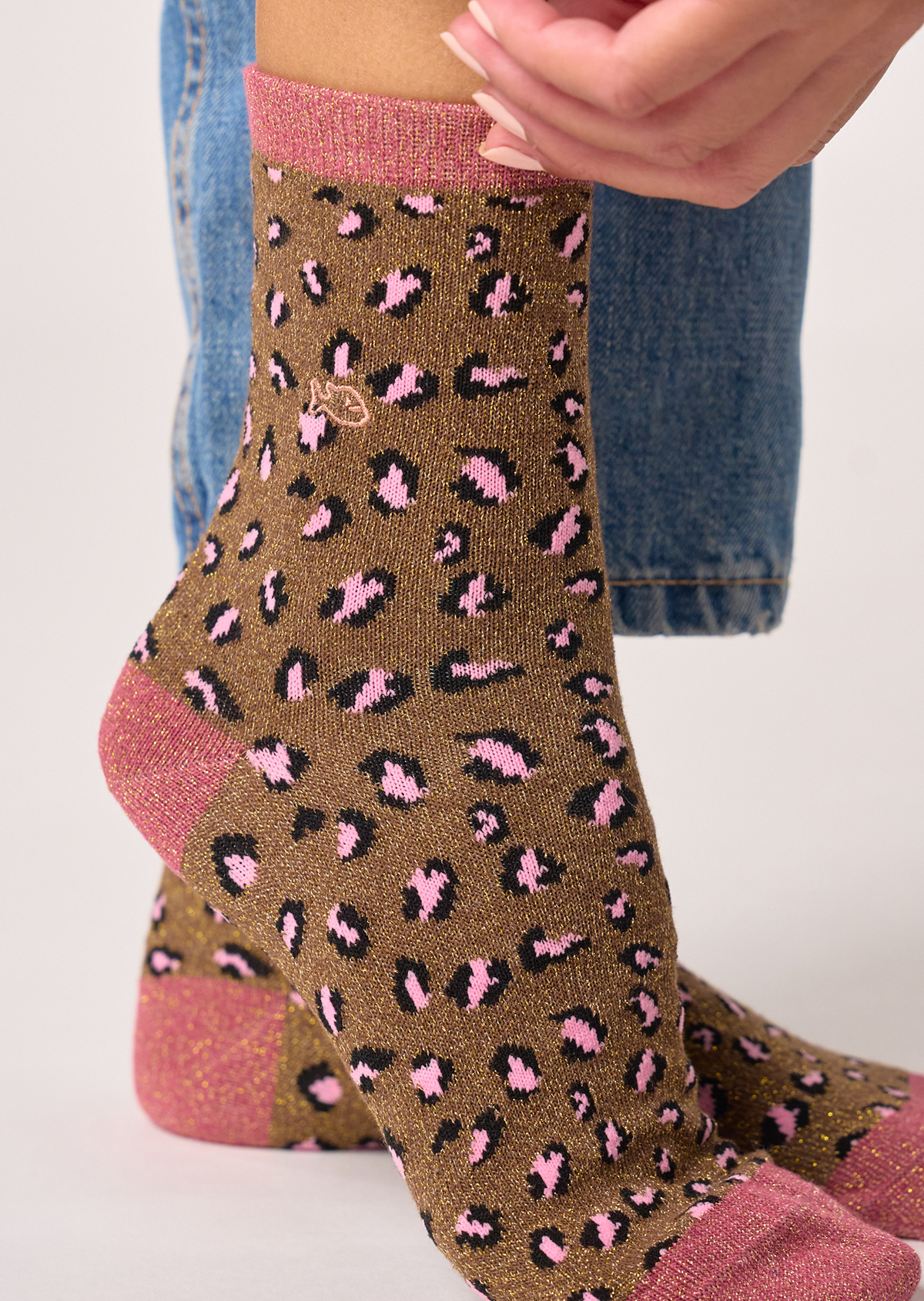 Chaussettes en coton peigné léopard BILLYBELT Marron