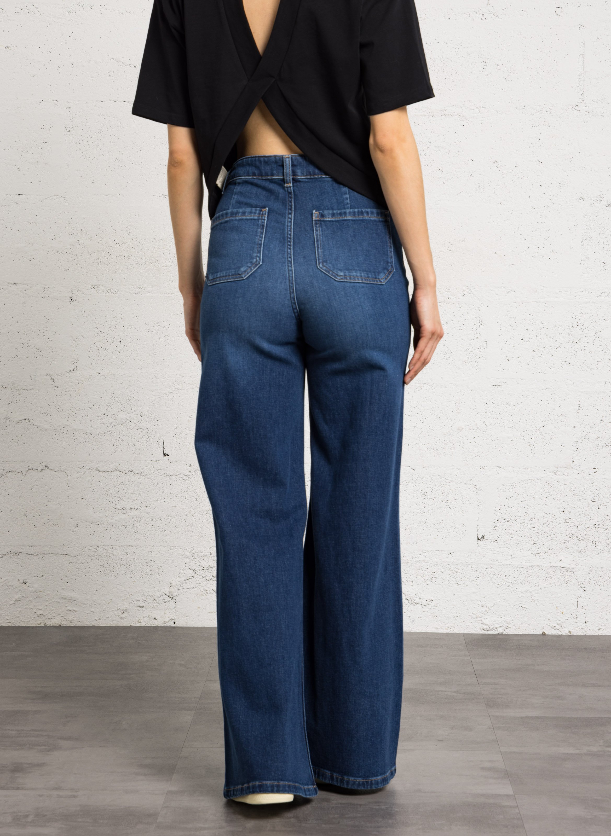 Jean large taille haute uni romain MAISON 123 Bleu