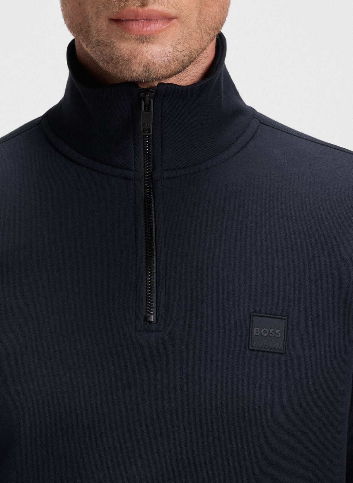 A refsweat col camionneur en coton BOSS Bleu