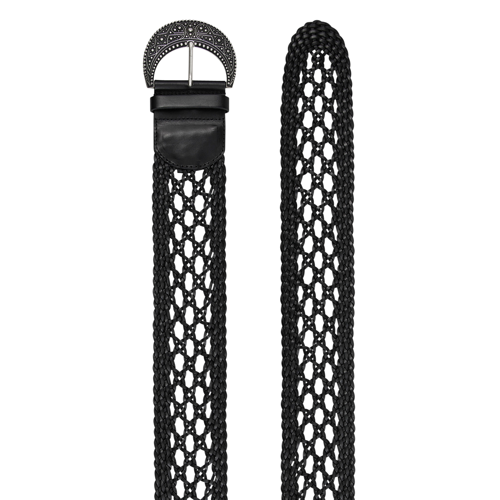 Ceinture tressée à boucle en cuir balmy BA&SH Noir