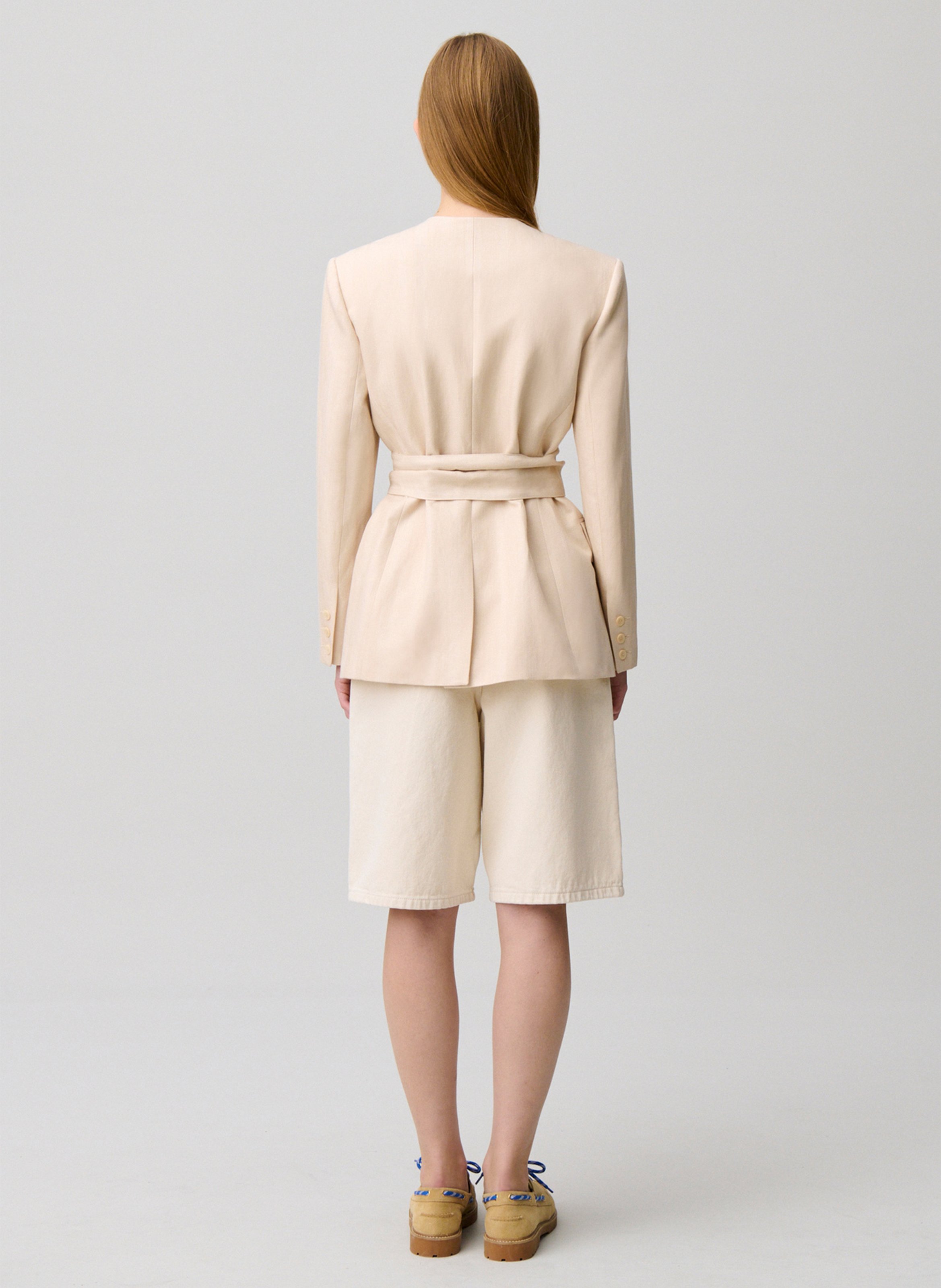Veste droite ceinturée unie CLAUDIE PIERLOT Beige
