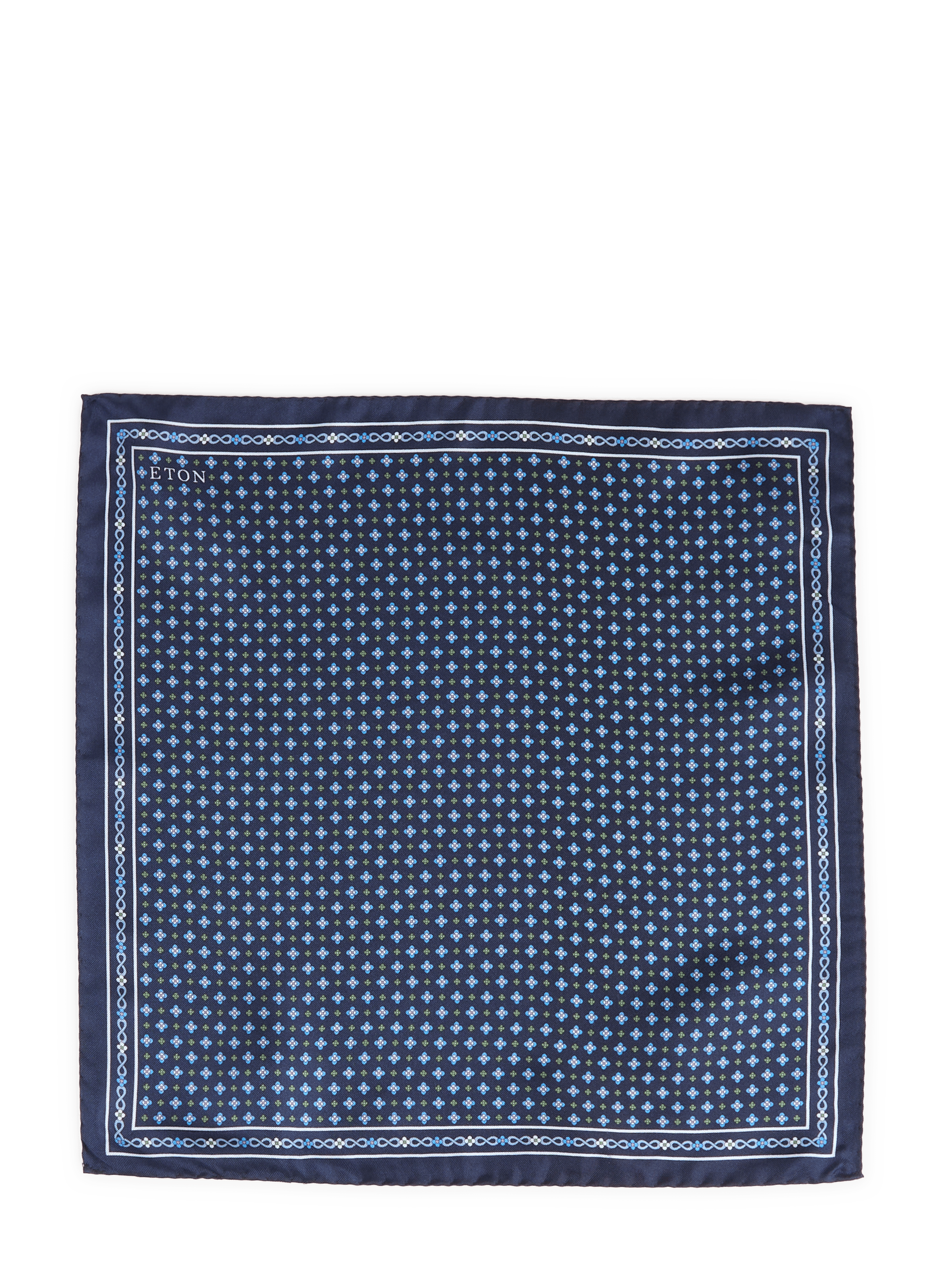 Pochette de costume à motif en soie ETON Bleu