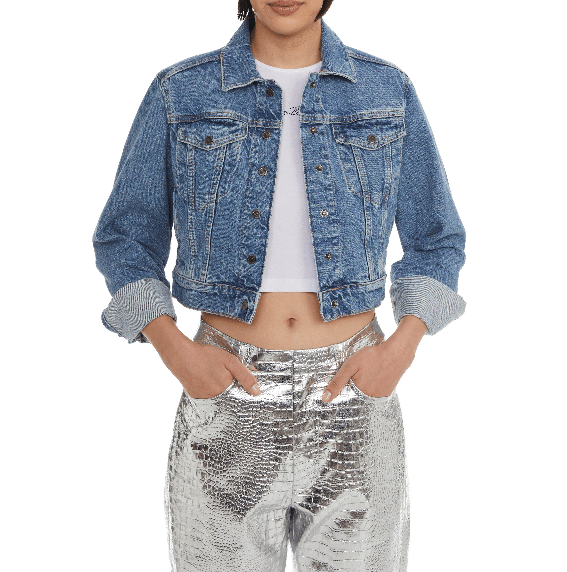 Denim jacket with logo  ROTATE Blue