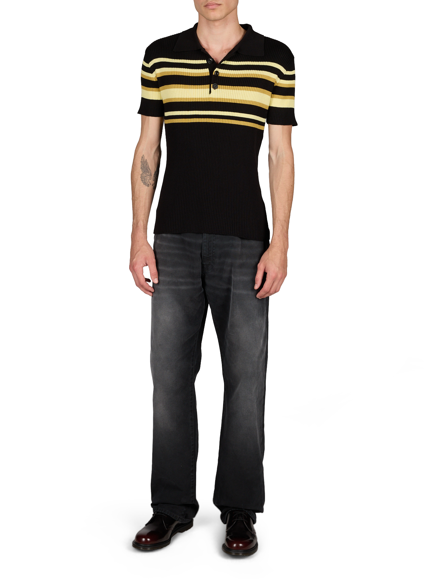 Striped ribbed knit cotton blend polo ANDERSSON BELL Multicolour