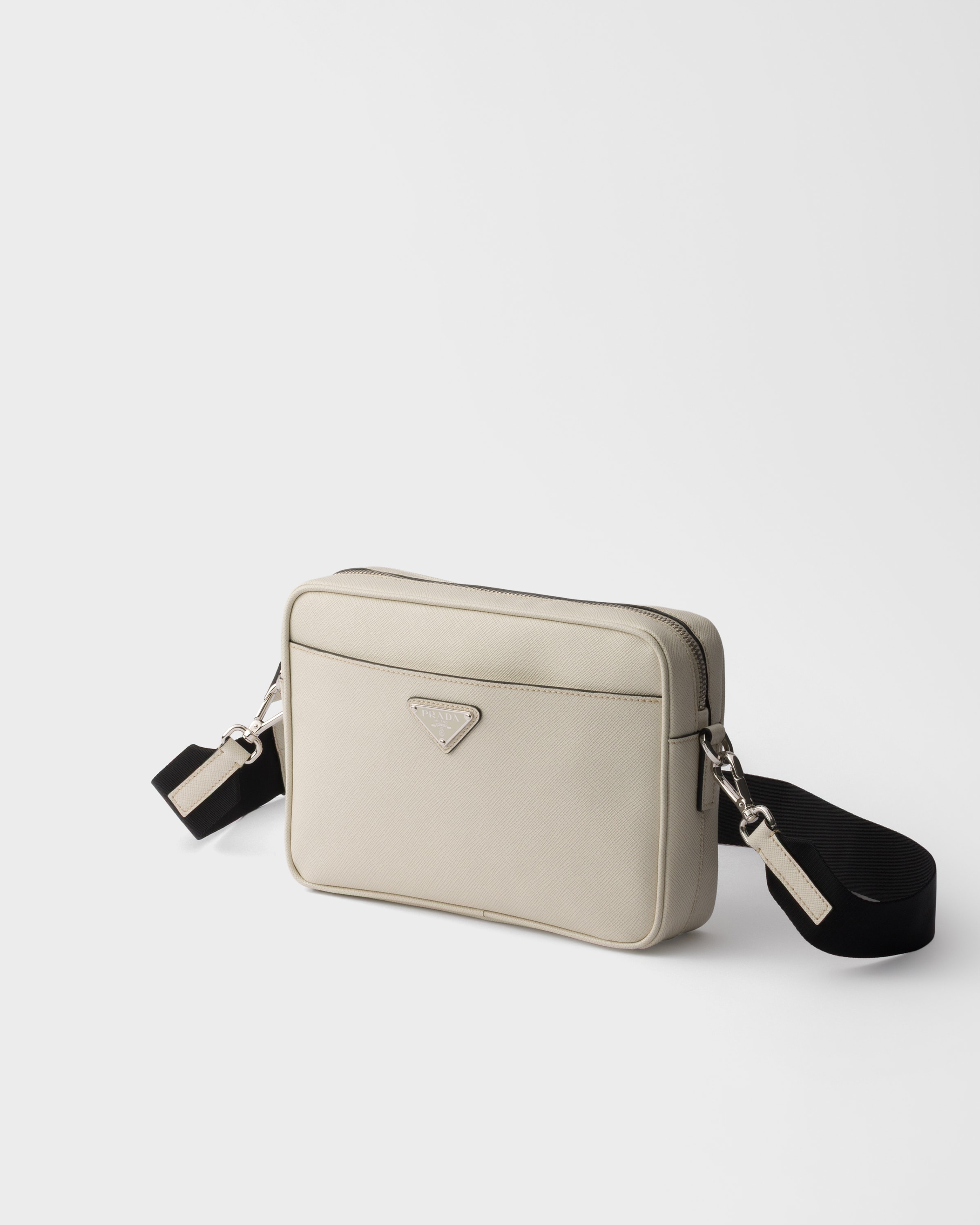 Sac porté épaule en cuir saffiano PRADA Beige