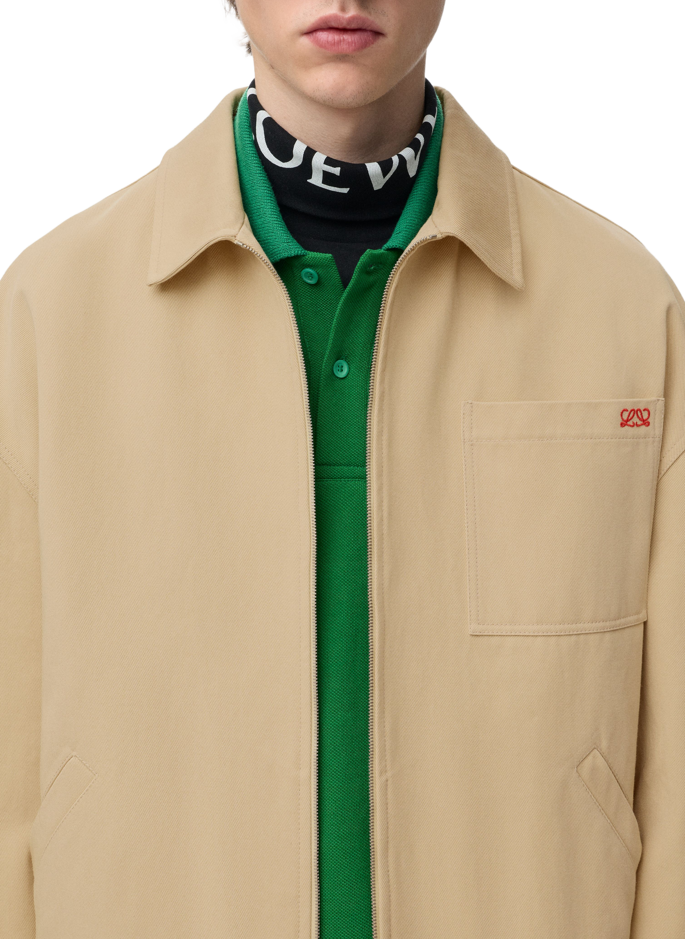 Zip-up cotton twill jacket LOEWE Beige