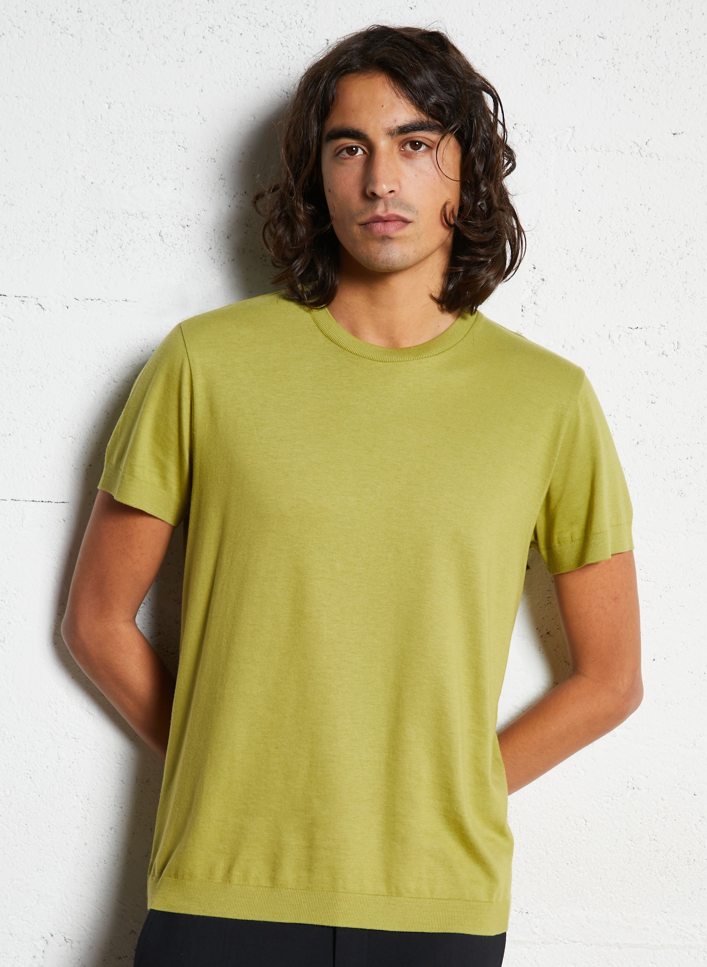 Tee-shirt droit col rond en coton mélangé IKKS Vert