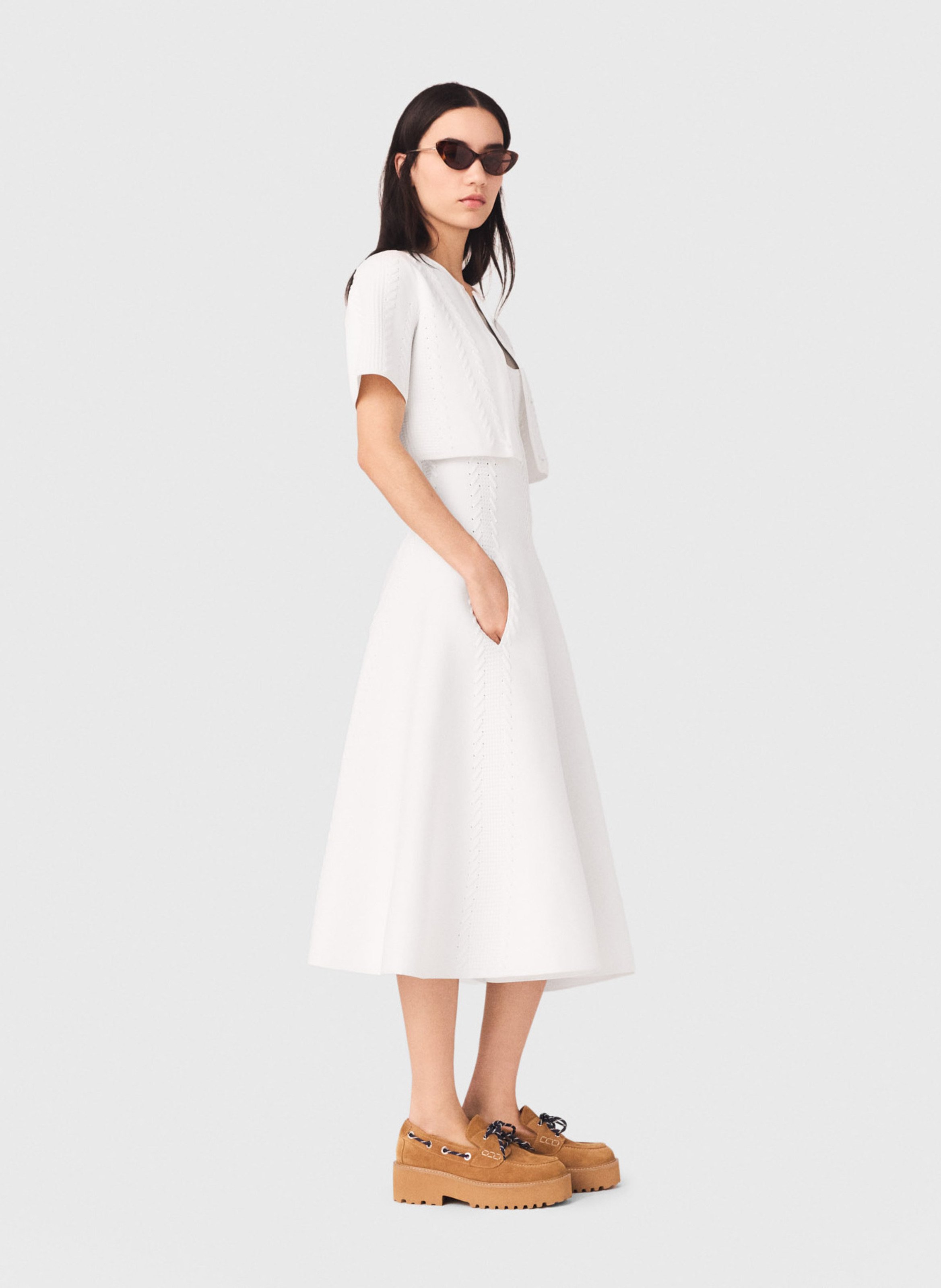 Cardigan court en maille tressée | Blanc MAJE Femme
