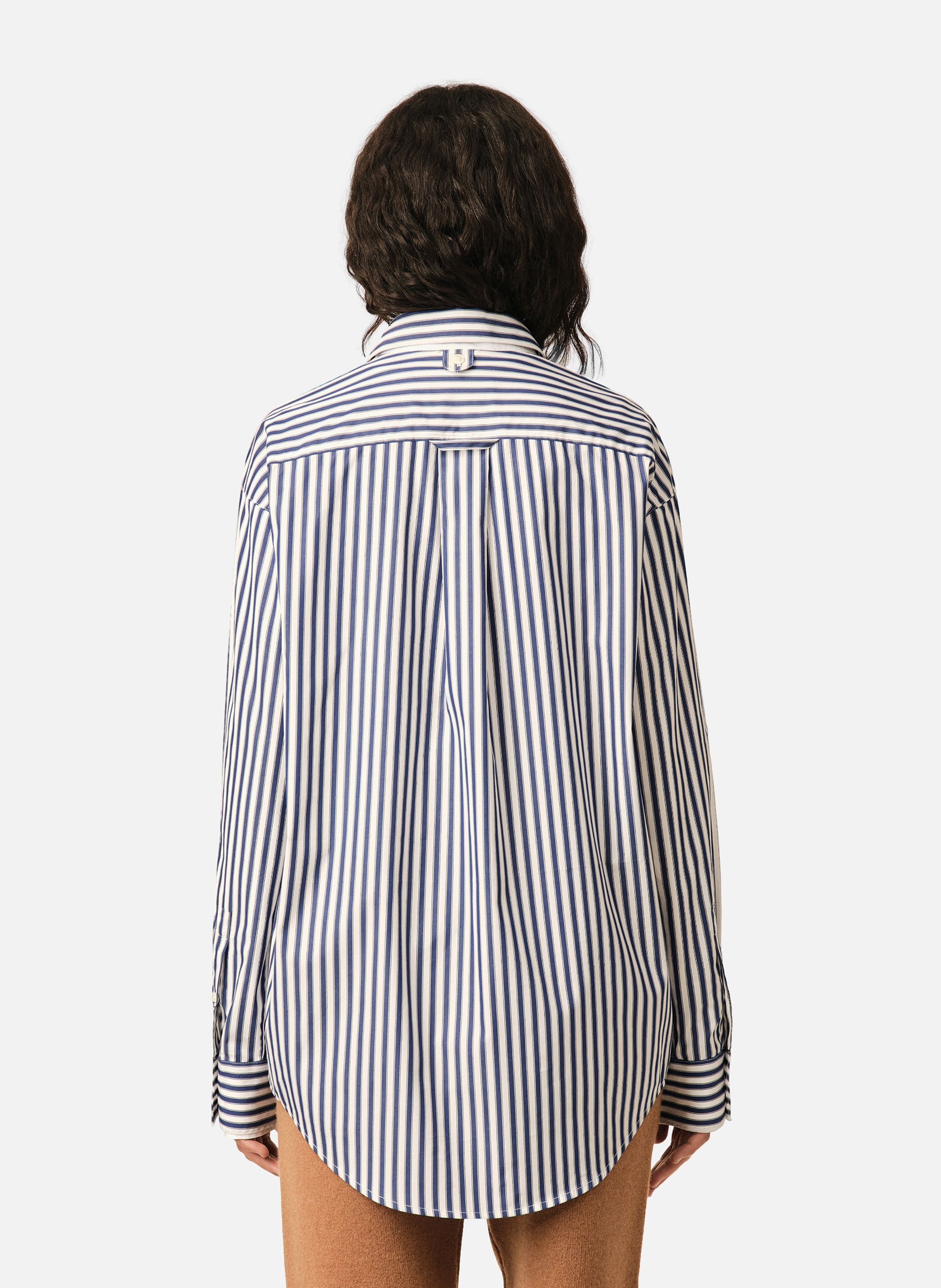 Chemise large rayée unisexe en coton col amovible AMI PARIS Bleu
