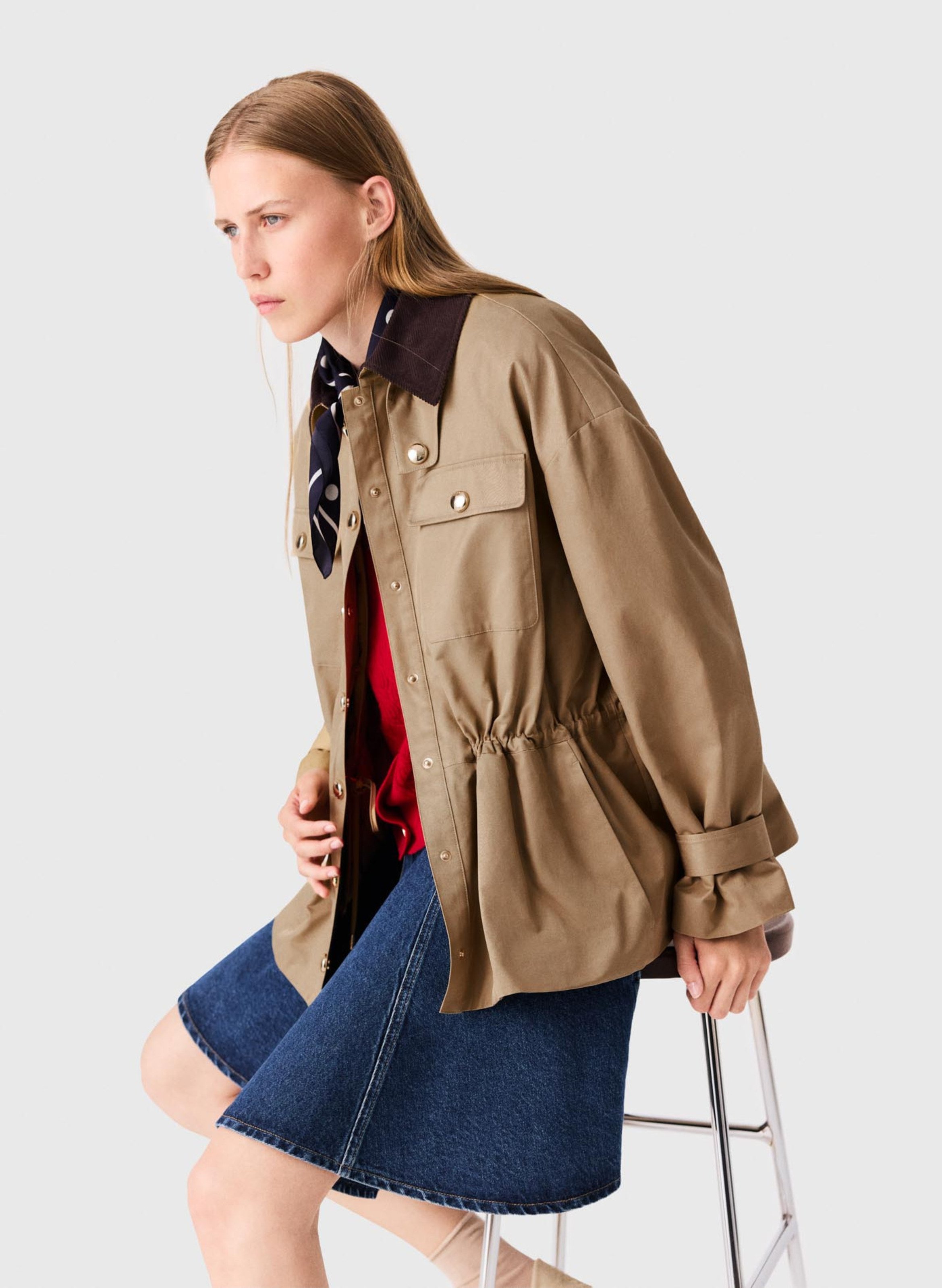 Veste col classique en coton mélangé MAJE Beige