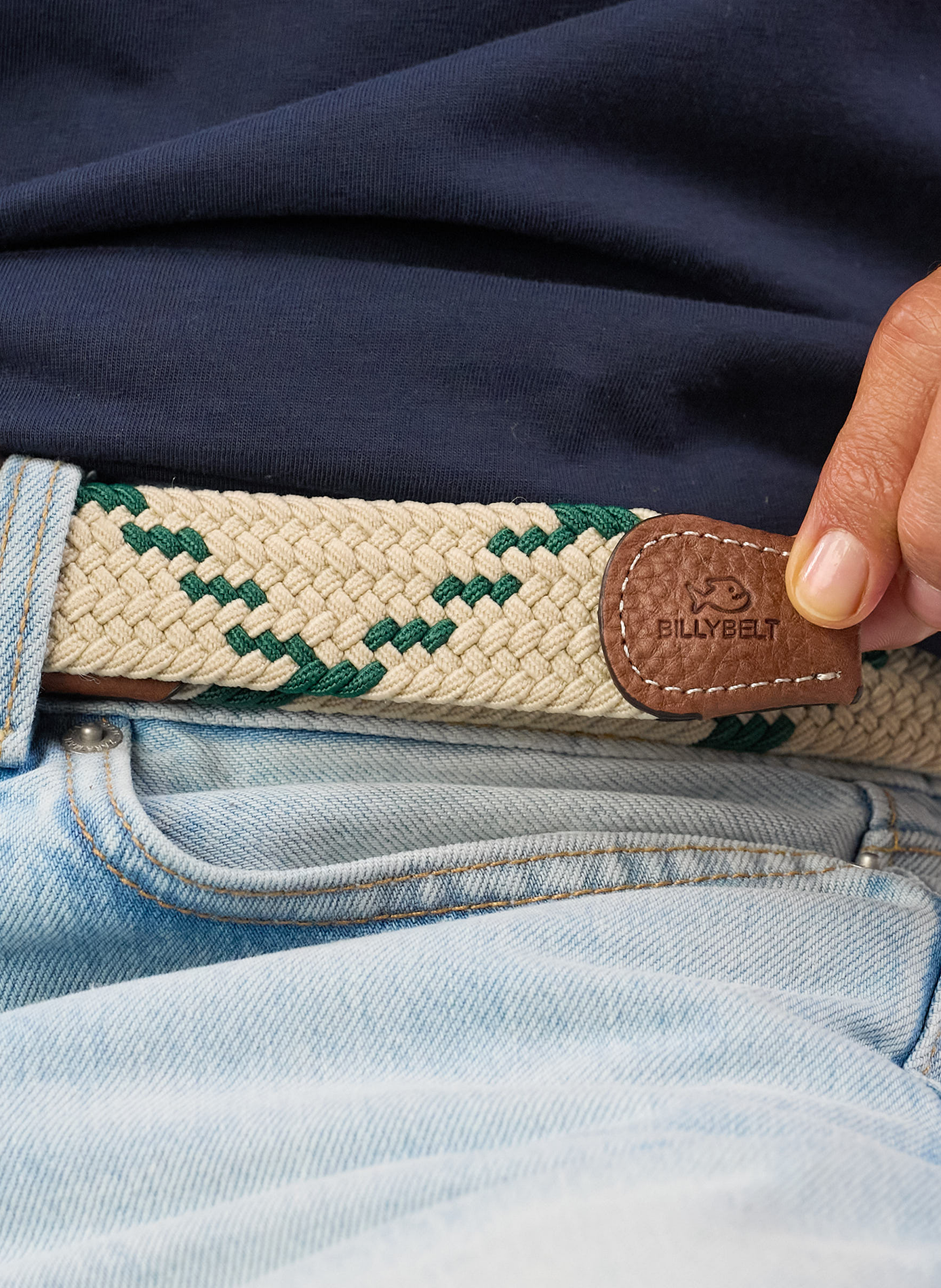 Ceinture tressée élastique multicolore BILLYBELT Beige