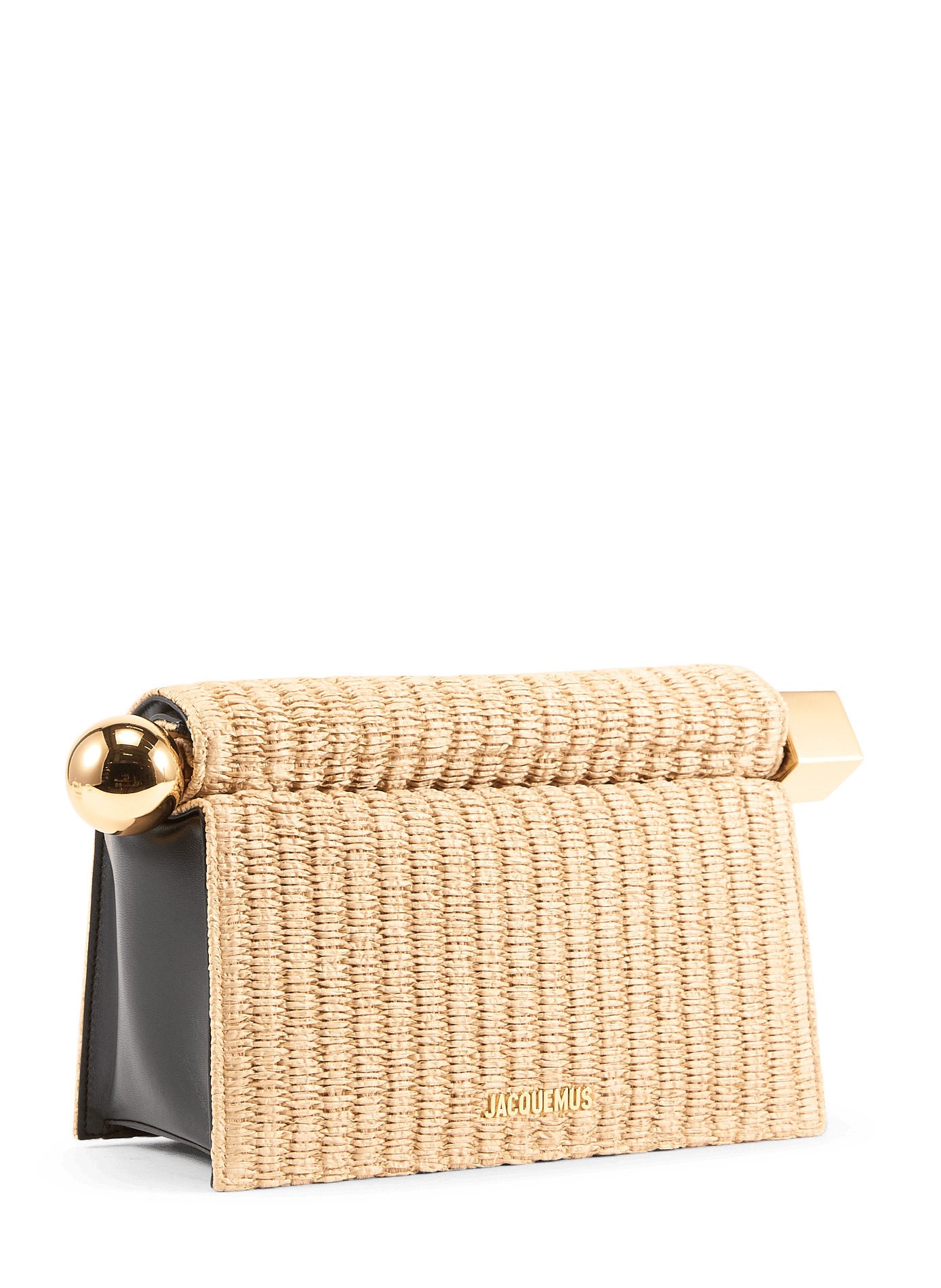 The Round Square Mixed Leather Clutch JACQUEMUS Beige