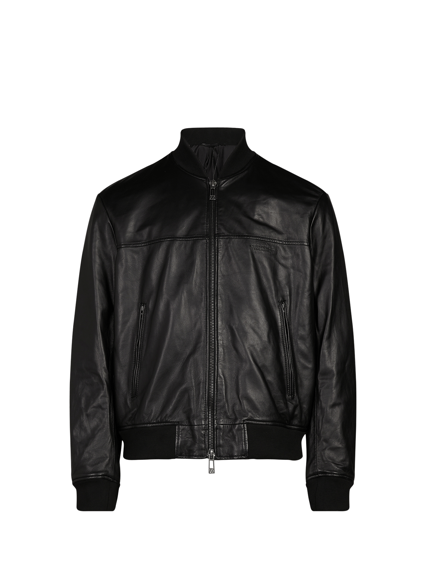Blouson court en cuir ARMANI EXCHANGE Noir