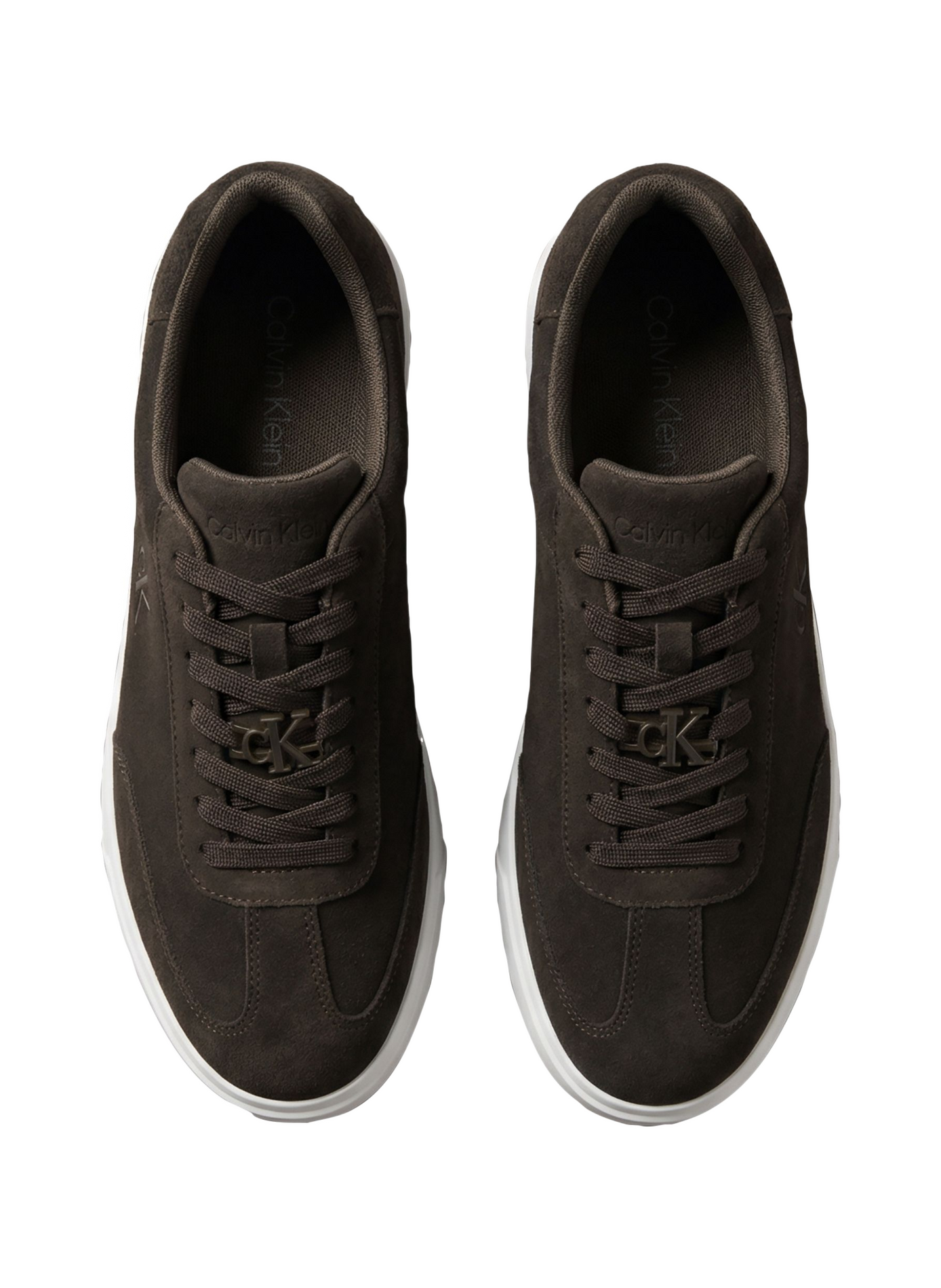 Baskets à logo brodé en cuir  CALVIN KLEIN Marron