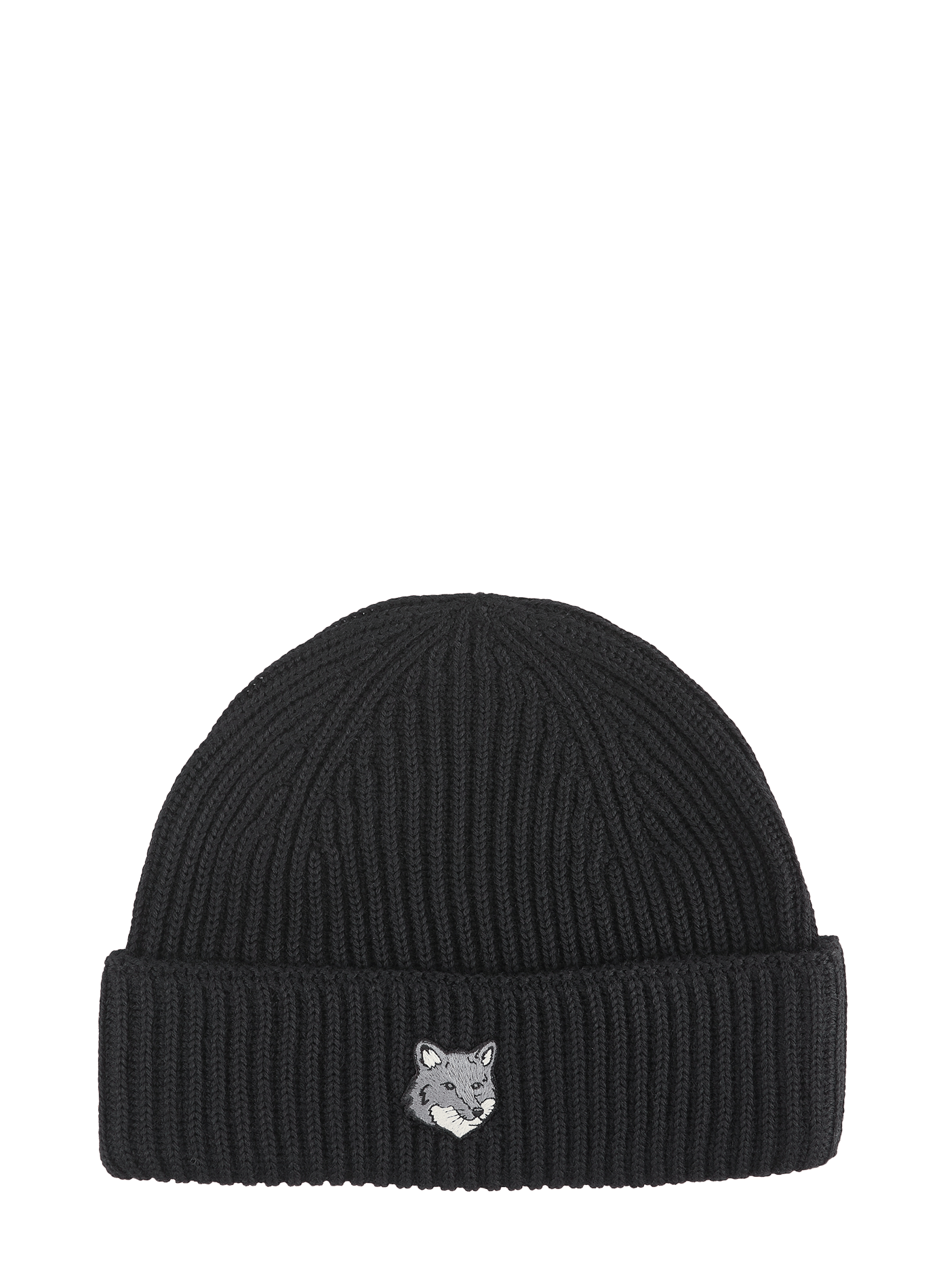 Ribbed wool beanie MAISON KITSUNÉ Black