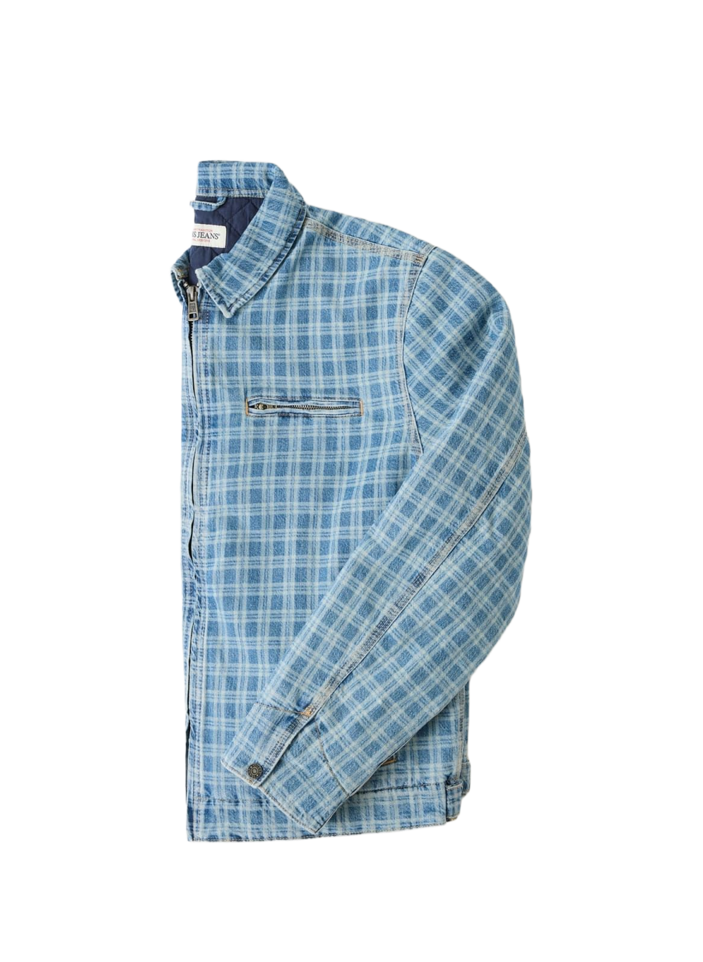 Veste droit col classique à carreaux en coton mélangé GUESS Blue