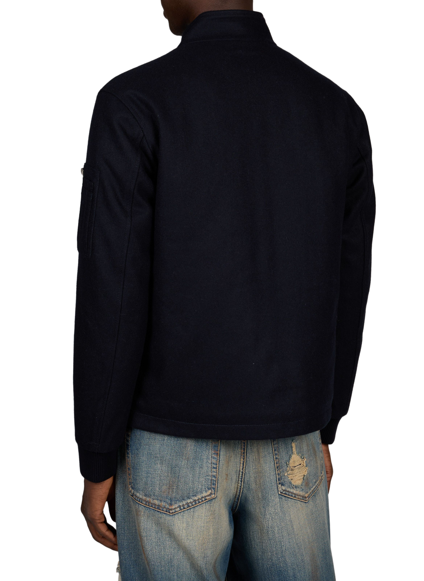 High-neck zip-up jacket in a wool blend BOMBERS ORIGINAL Blue