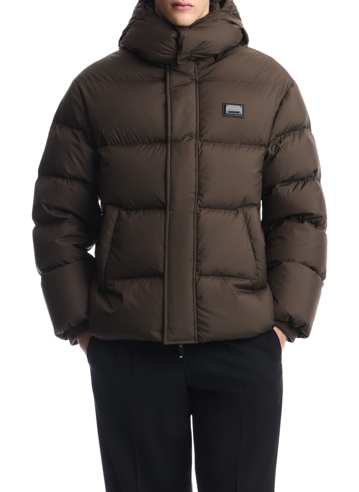 Gerade Steppjacke mit Kapuze EMPORIO ARMANI Khaki