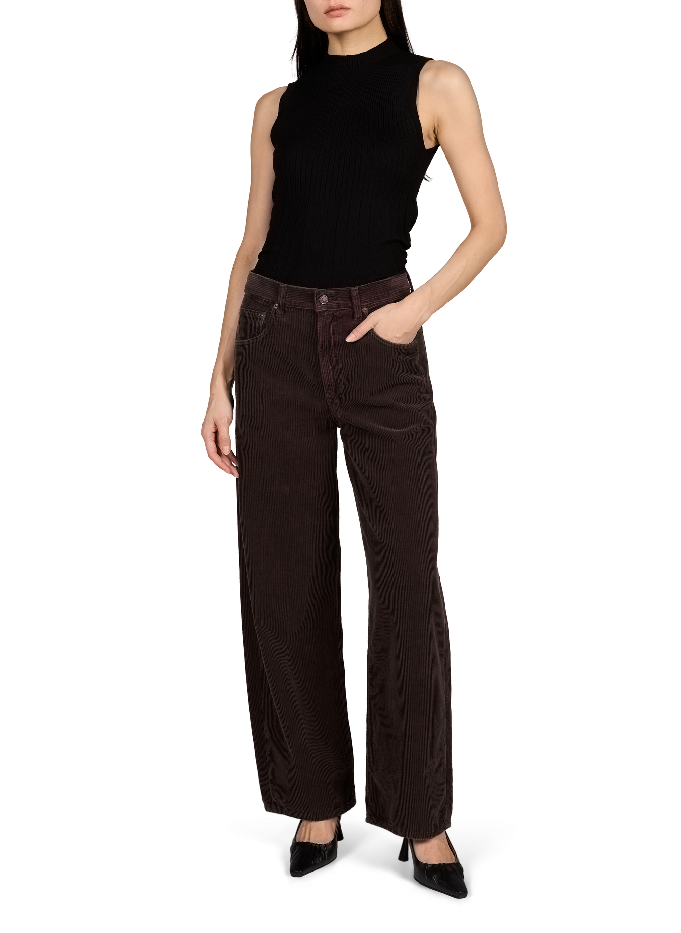 Wijde ribfluwelen broek AGOLDE Zwart