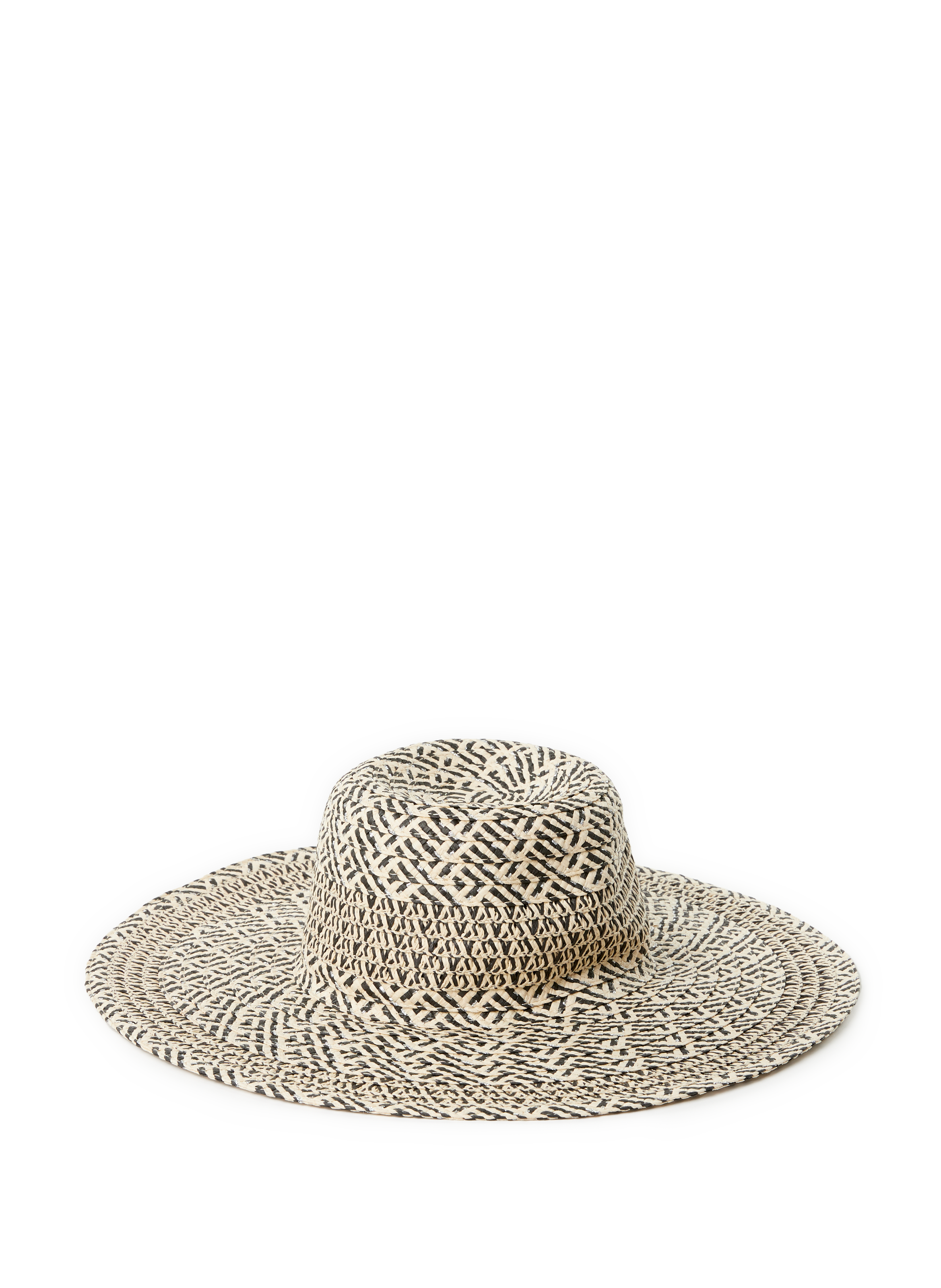 Straw hat with metallic threads Black