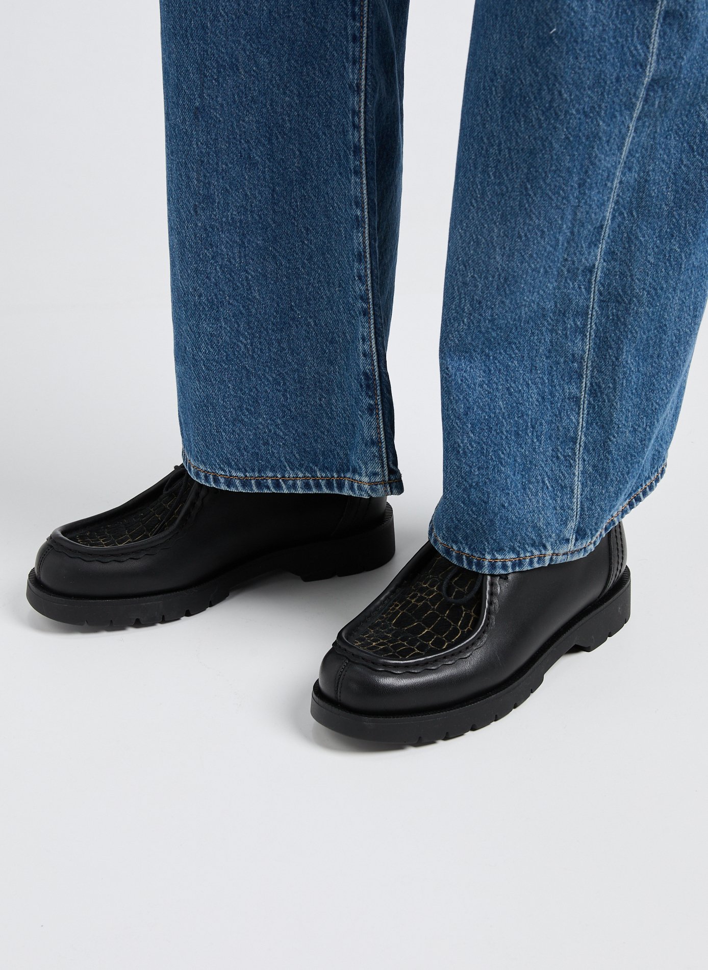 Calfskin leather lace-up loafers KLEMAN Black