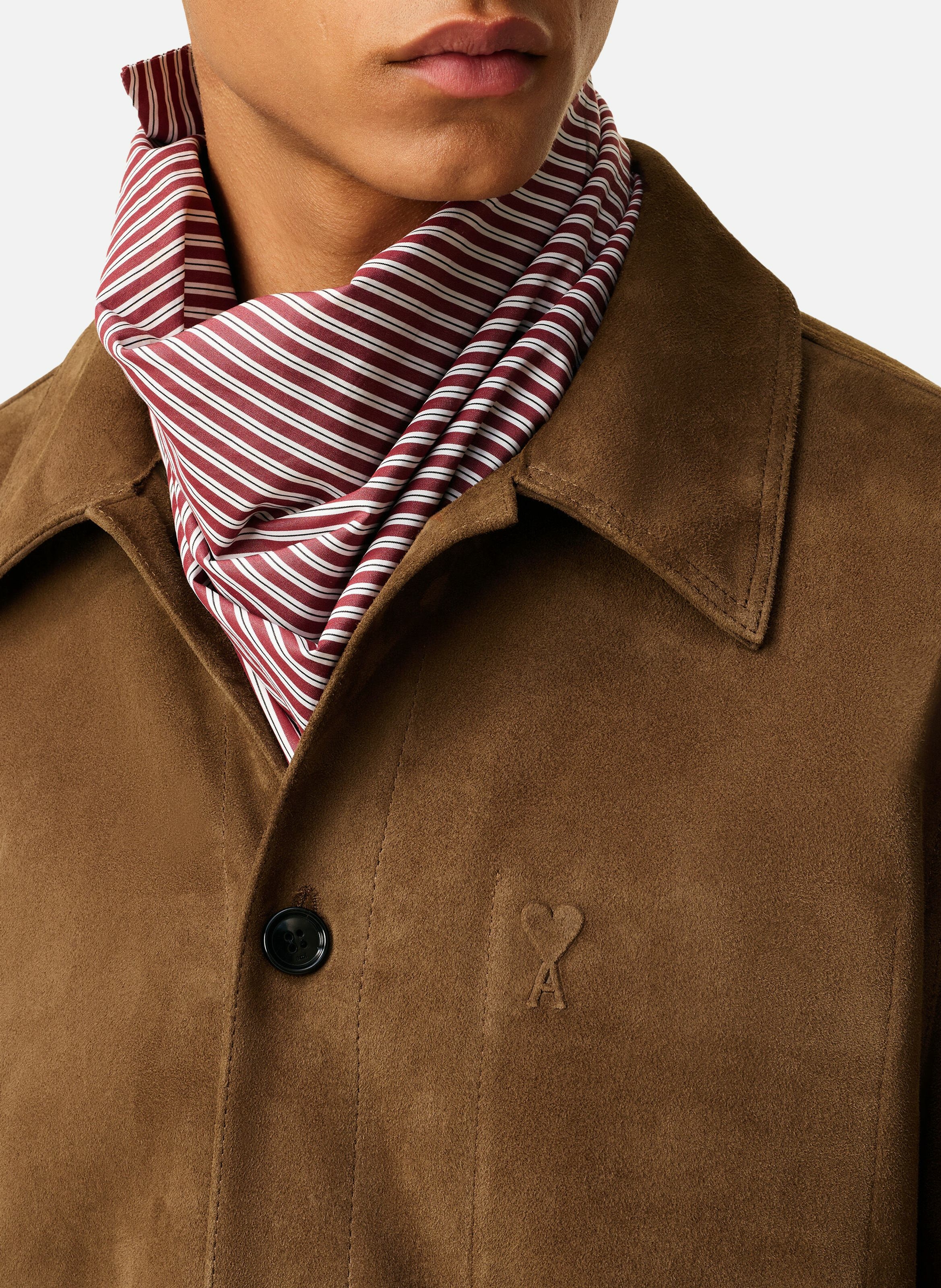 Veste boutonnée ami de coeur en cuir AMI PARIS Marron