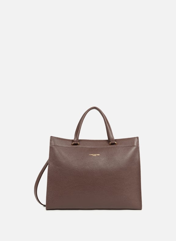 Grand sac cabas épaule - foulonné double Marron by LANCASTER LANCASTER Grand sac cabas épaule - foulonné double Marron