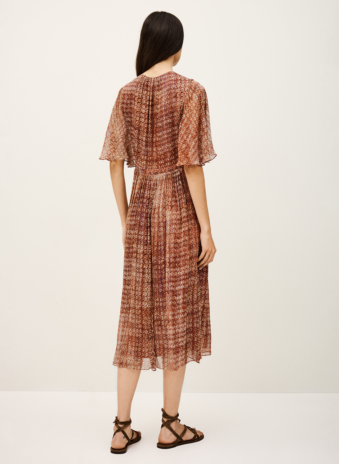 Robe courte col v imprimée romance BA&SH Rose