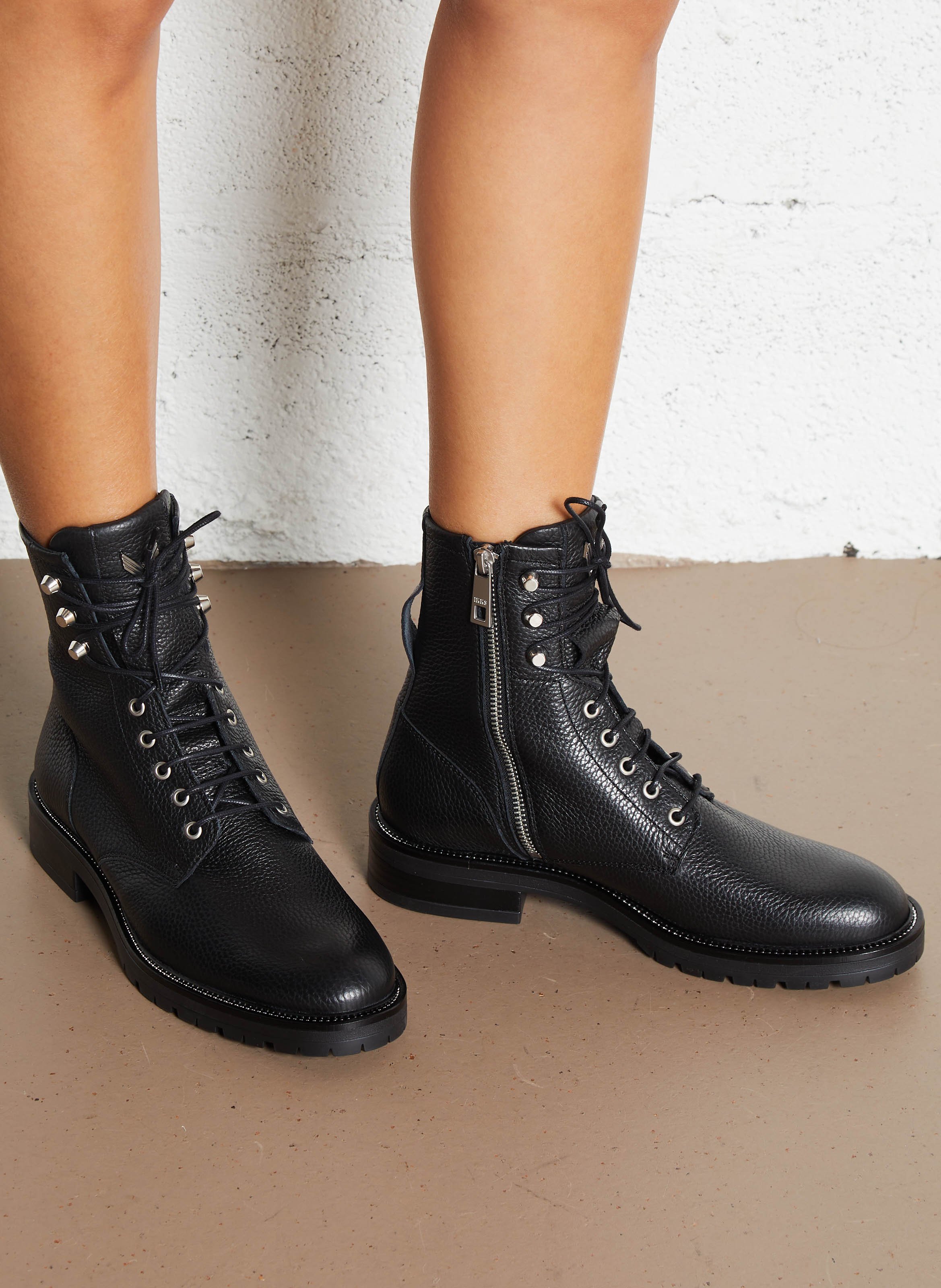 Bottines à lacets en cuir IKKS Noir