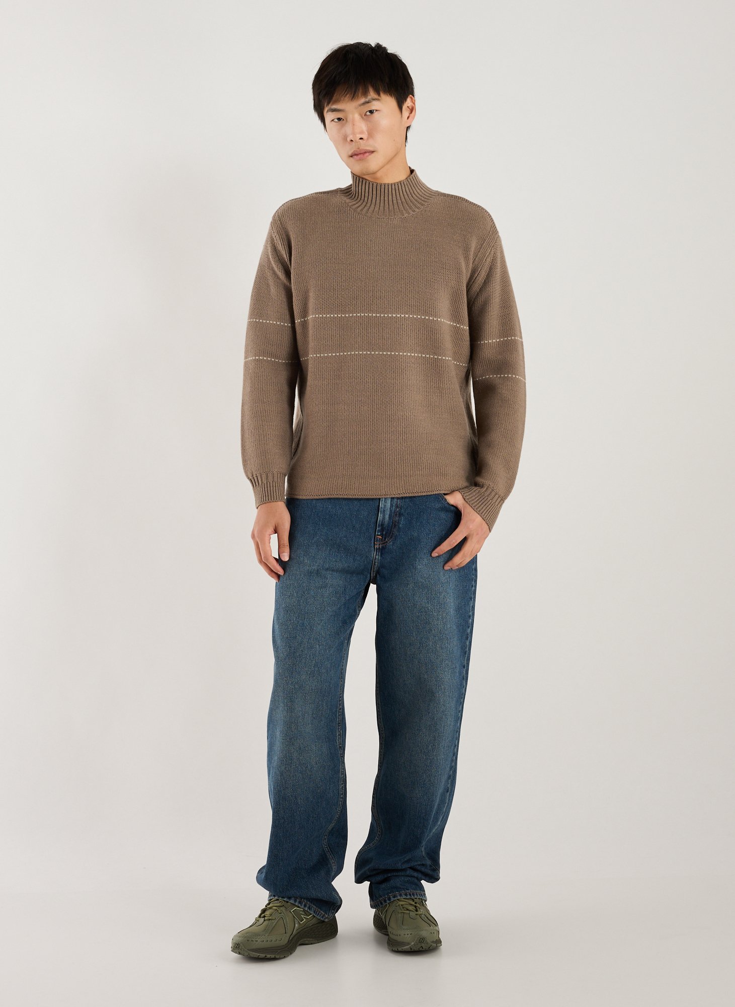 High-neck wool blend sweater EMPORIO ARMANI Brown