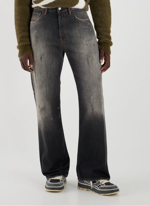 Jean large tacheté en coton | Noir by ACNE STUDIOS Jean large tacheté en coton Noir