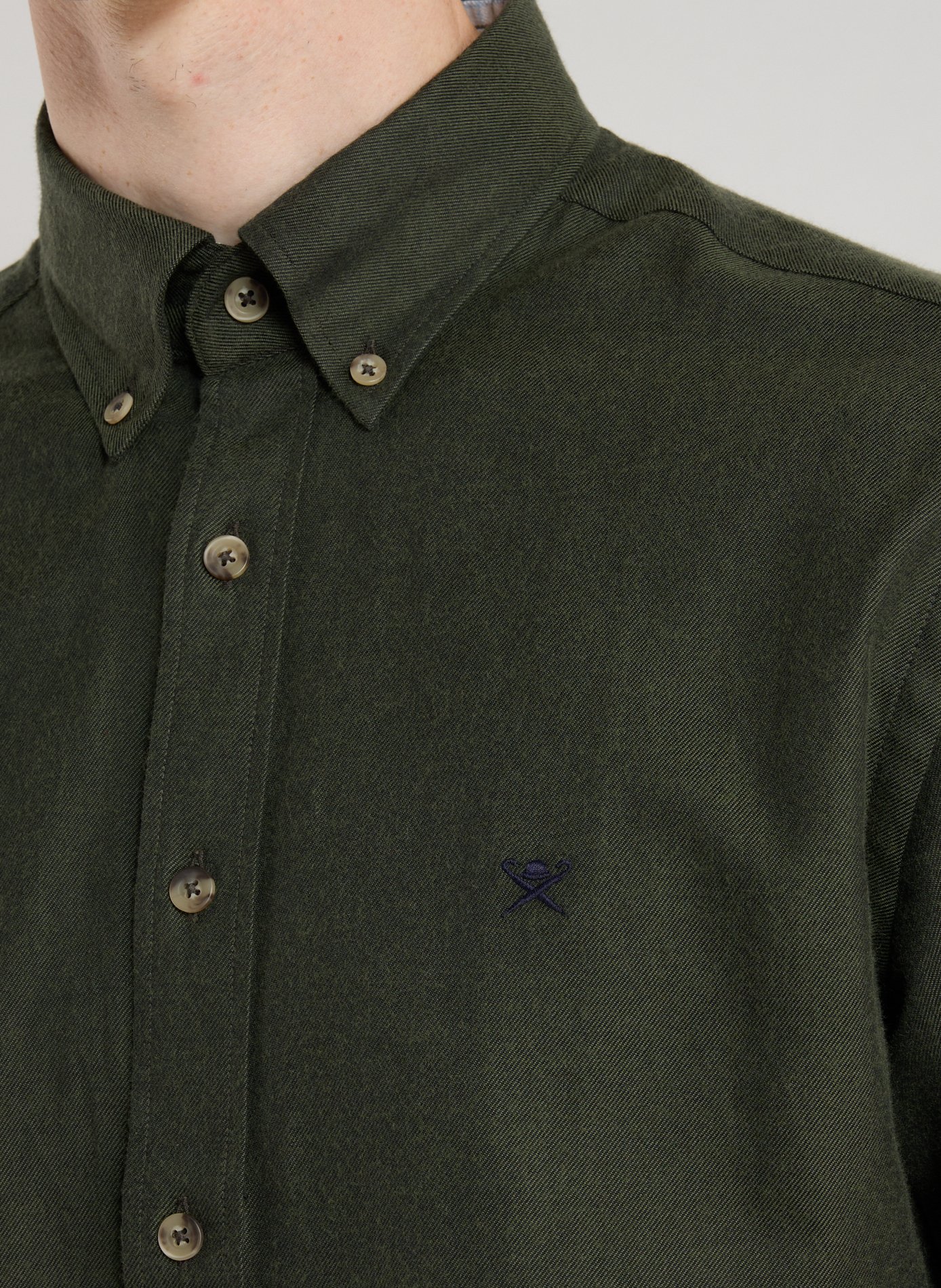 Chemise unie à col américain en coton HACKETT Vert