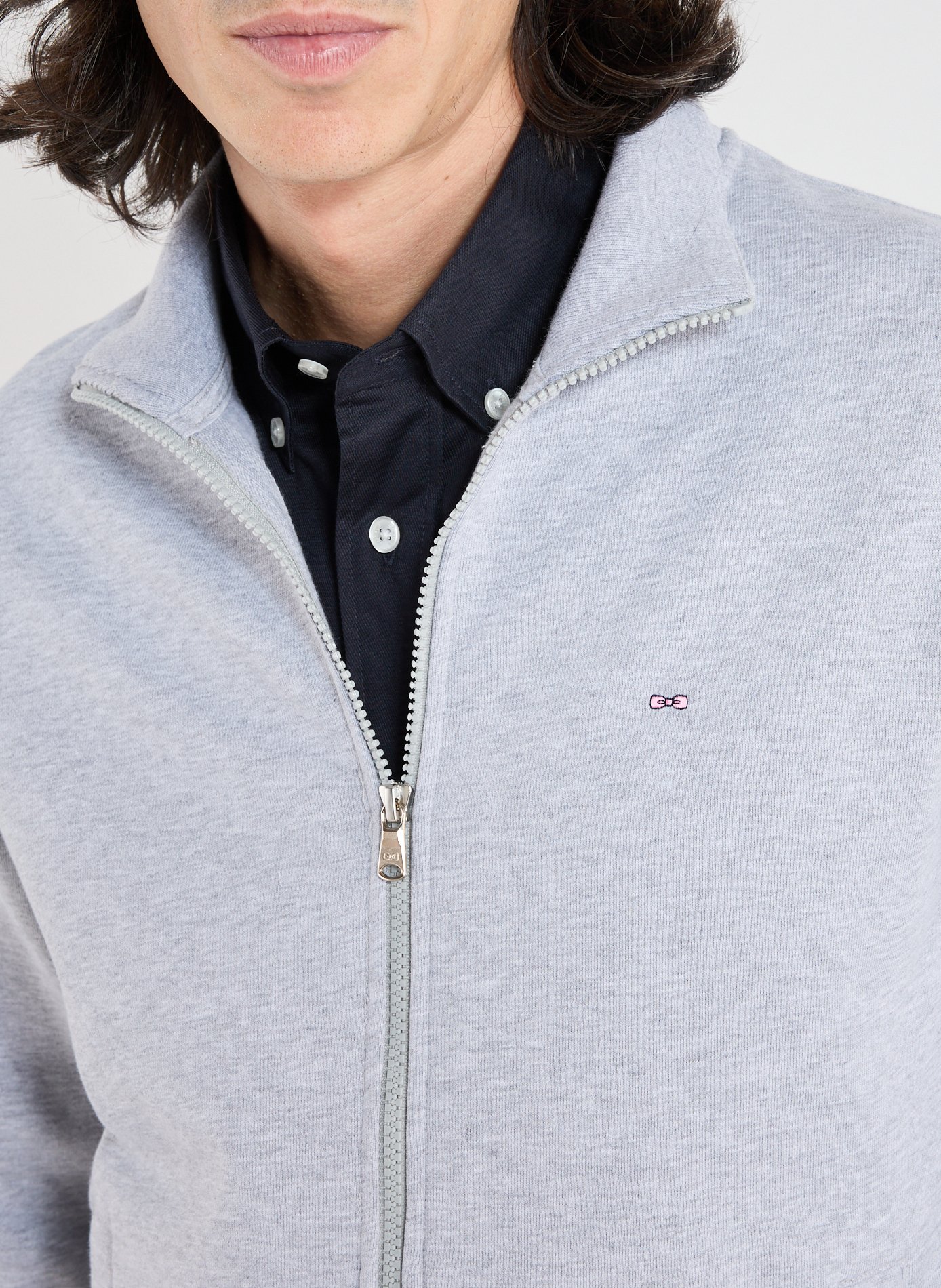 Sweat col montant en coton EDEN PARK Gris