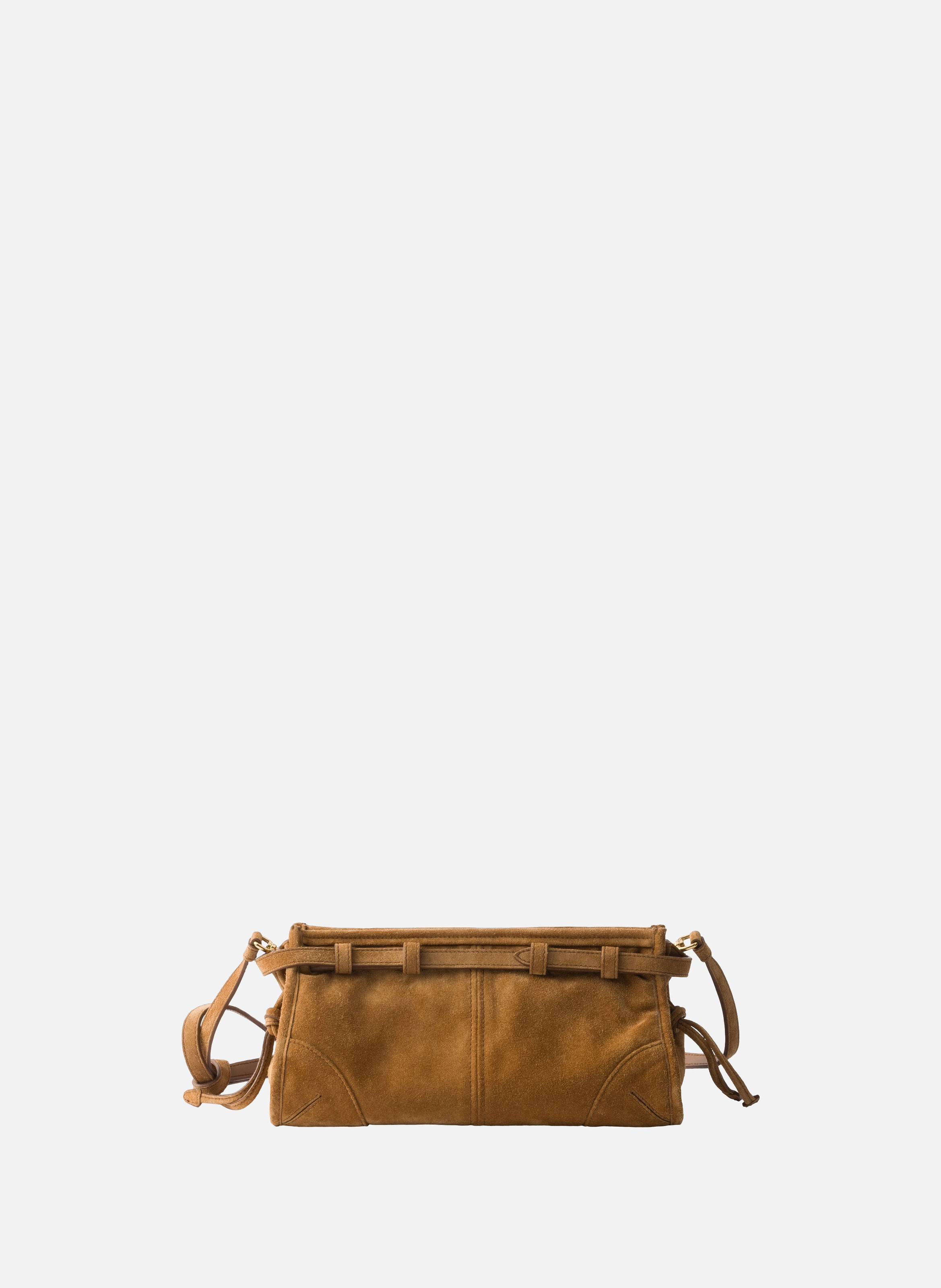 Petit sac porté épaule prada bonnie en daim PRADA Marron