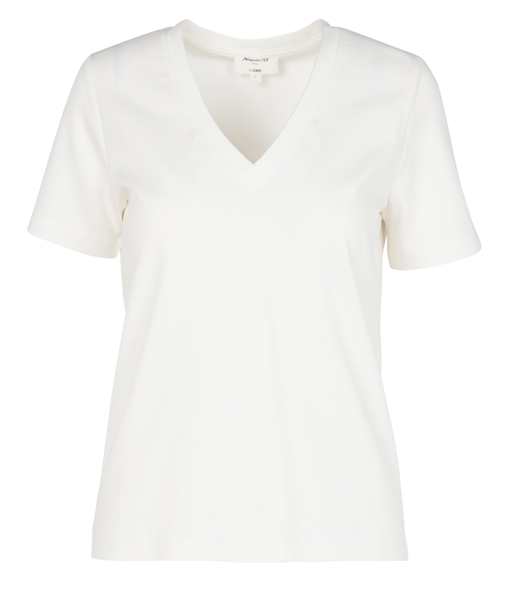 Tee-shirt droit col V en coton Dana MAISON 123 Blanc