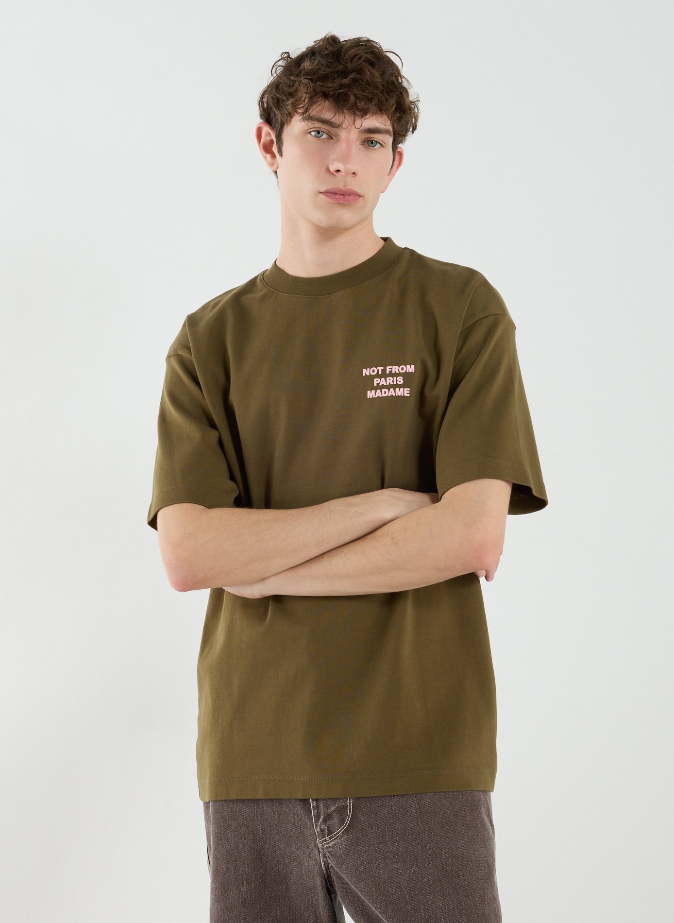 Le T-shirt Slogan  DROLE DE MONSIEUR Kaki