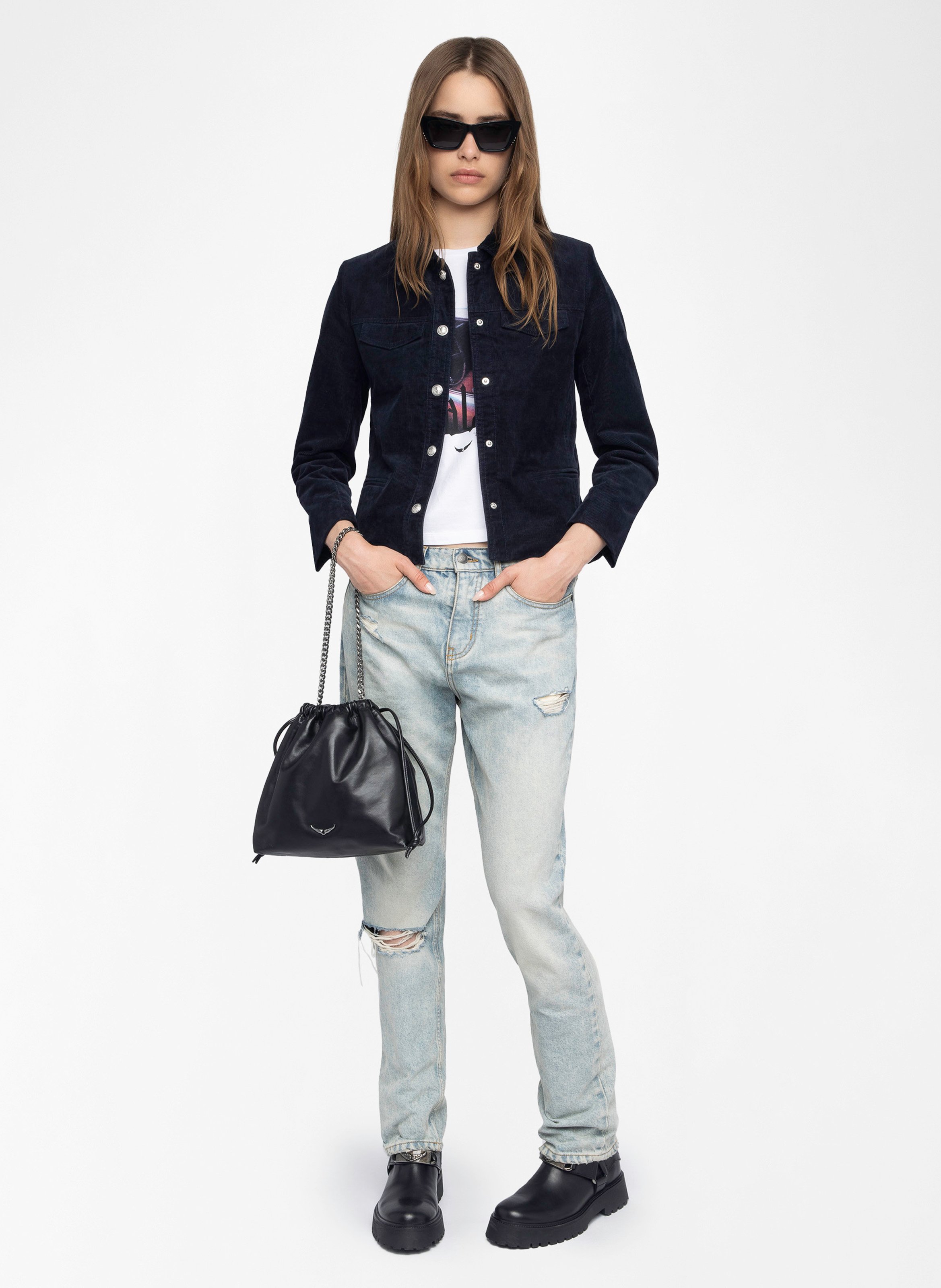 Blouson col classique en coton mélangé liam ZADIG&VOLTAIRE Bleu