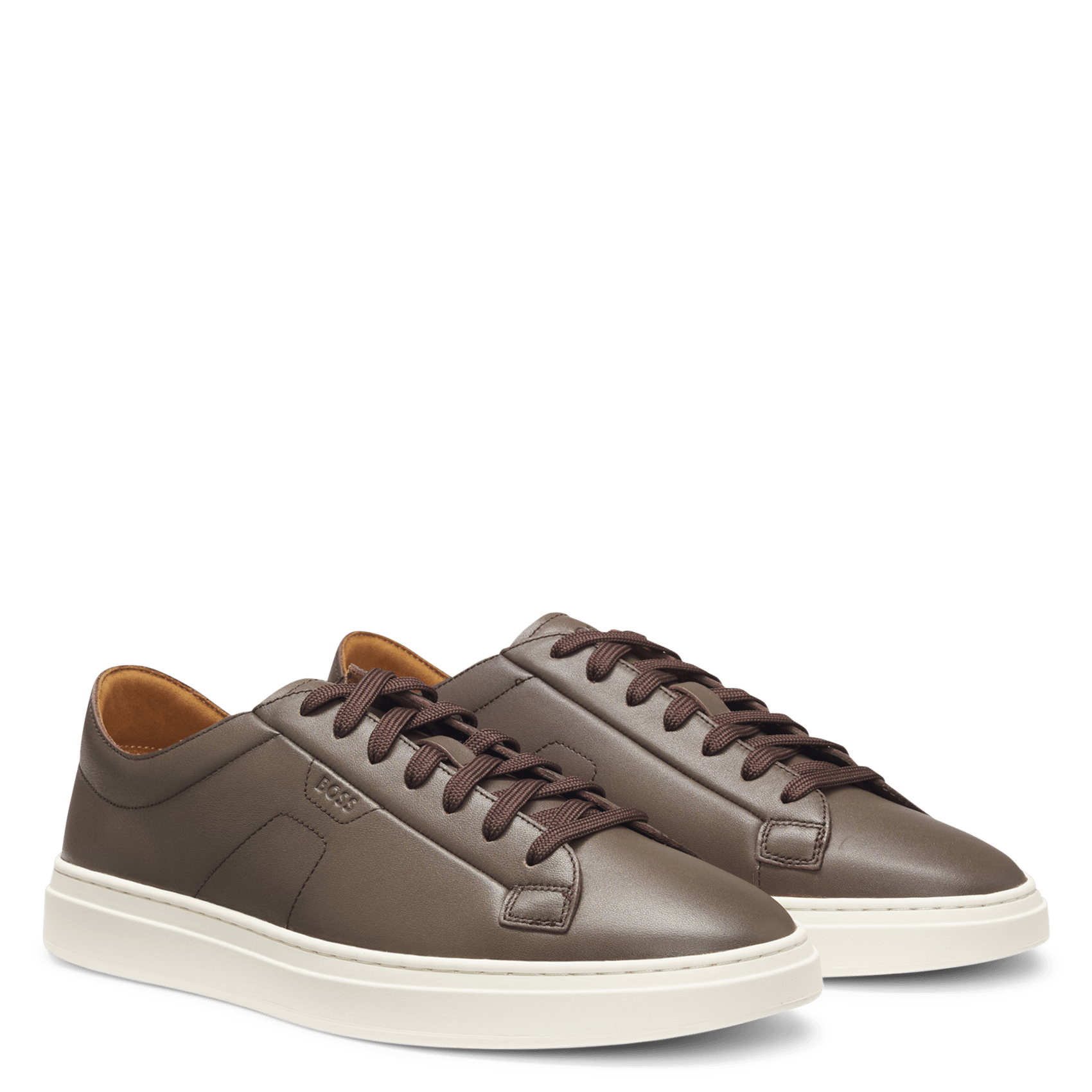 Baskets basses en cuir BOSS Marron